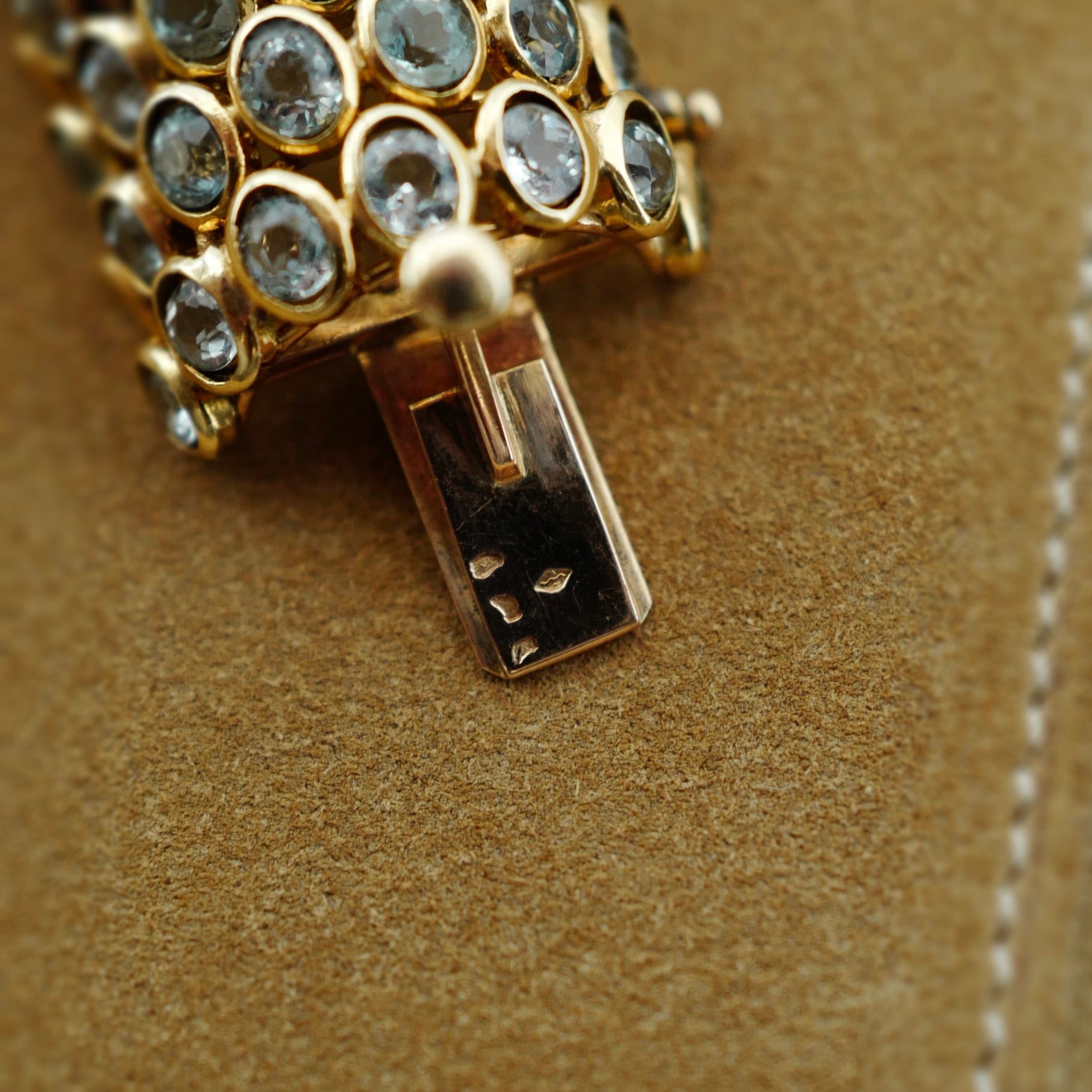 Rene Boivin Yellow Gold Aquamarine Bracelet Watch by Juliette Moutard, Circa 1950