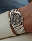 Audemars Piguet - Audemars Piguet White Gold Round Watch with Beaded Bracelet and Pave Diamond and Sapphire Dial (New Arrival) - The Keystone Watches