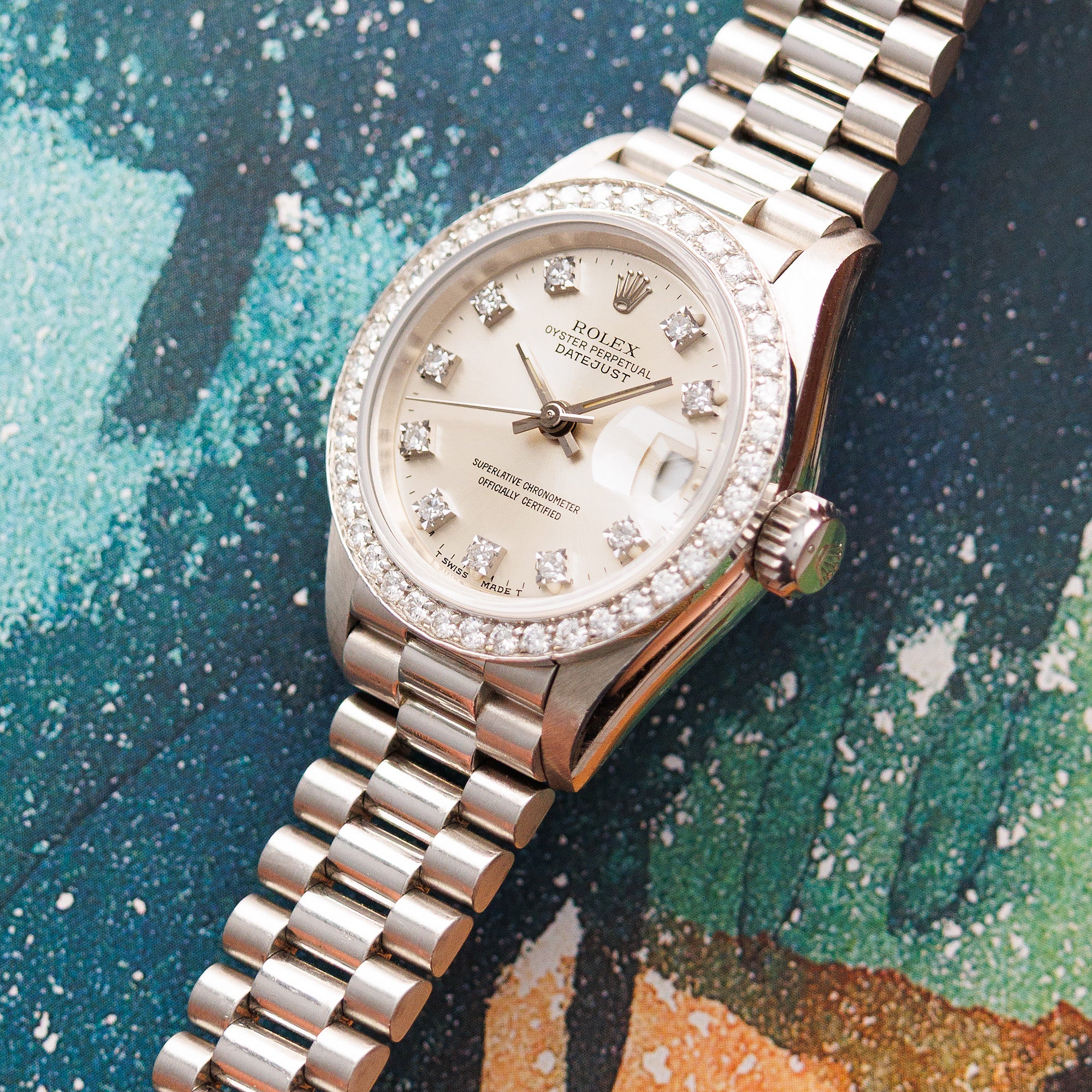 Rolex Platinum Ladies Datejust Diamond Ref. 69136