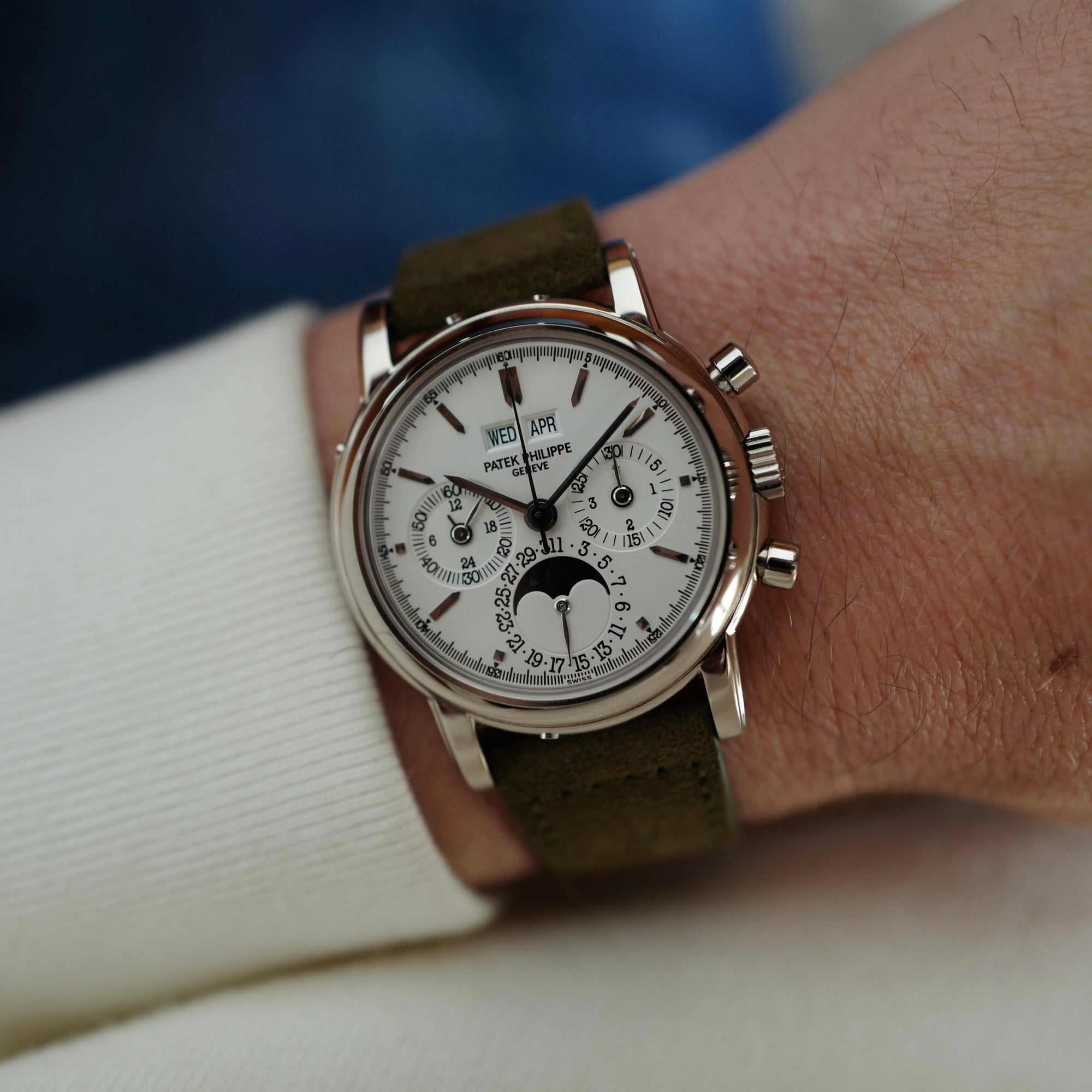Patek Philippe - Patek Philippe White Gold Perpetual Calendar Chronograph Ref. 3970 (New Arrival) - The Keystone Watches