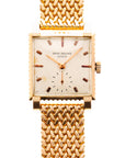 Patek Philippe Rose Gold Square Watch Ref. 2472 with Ribbed Fluted Case and Bracelet