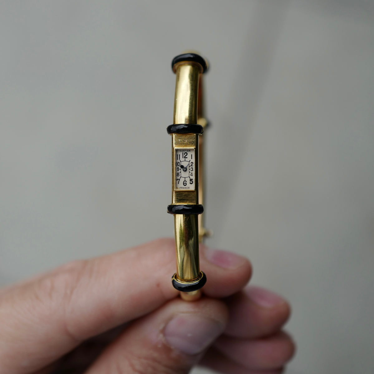 Cartier Yellow Gold London Enamel Watch, Circa 1936