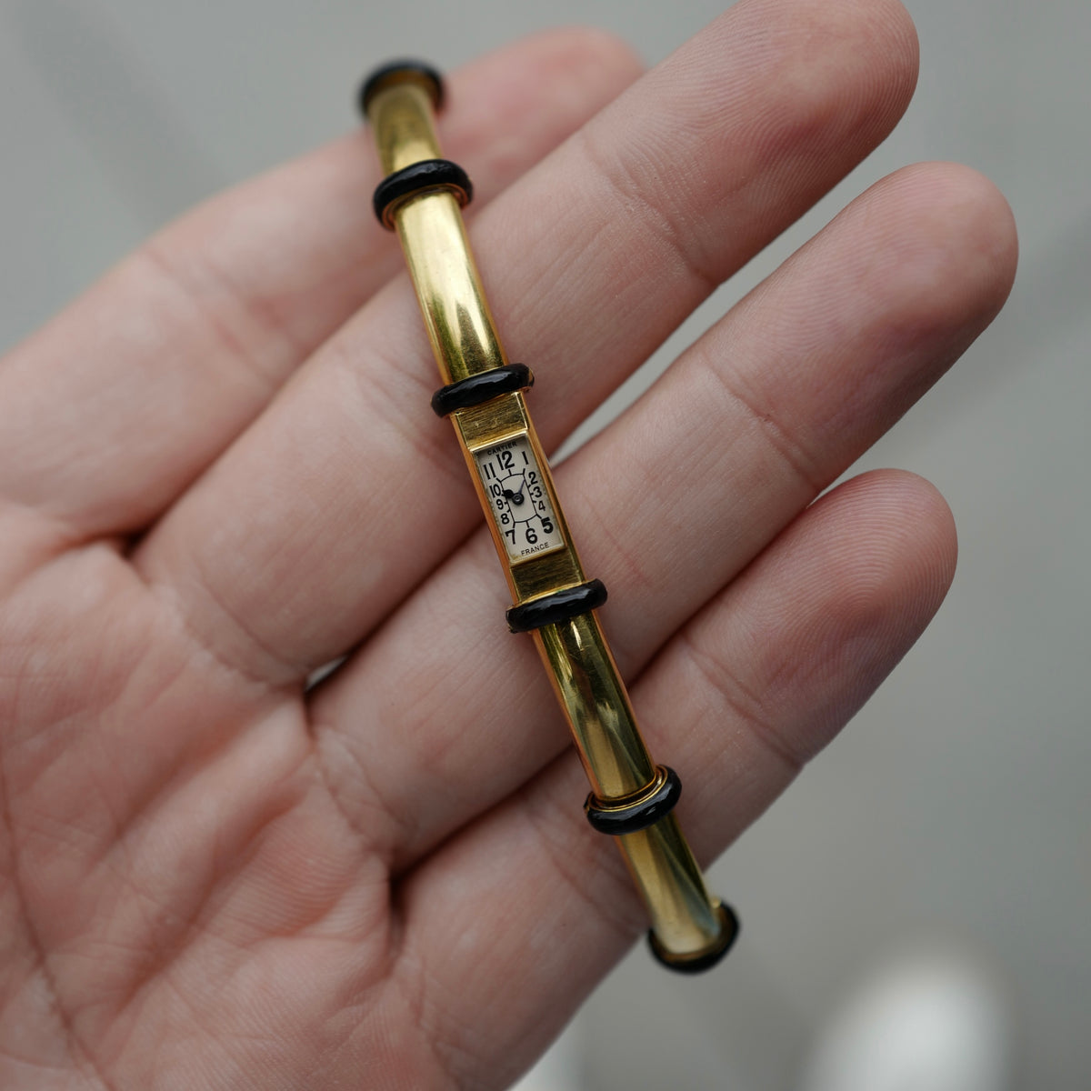 Cartier Yellow Gold London Enamel Watch, Circa 1936