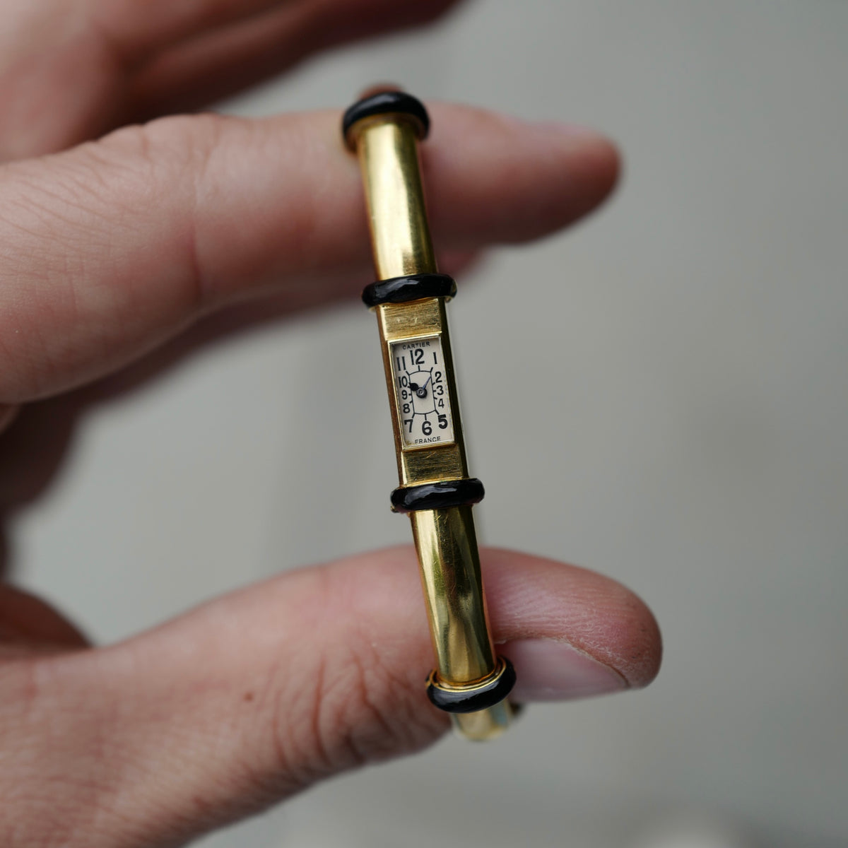 Cartier Yellow Gold London Enamel Watch, Circa 1936