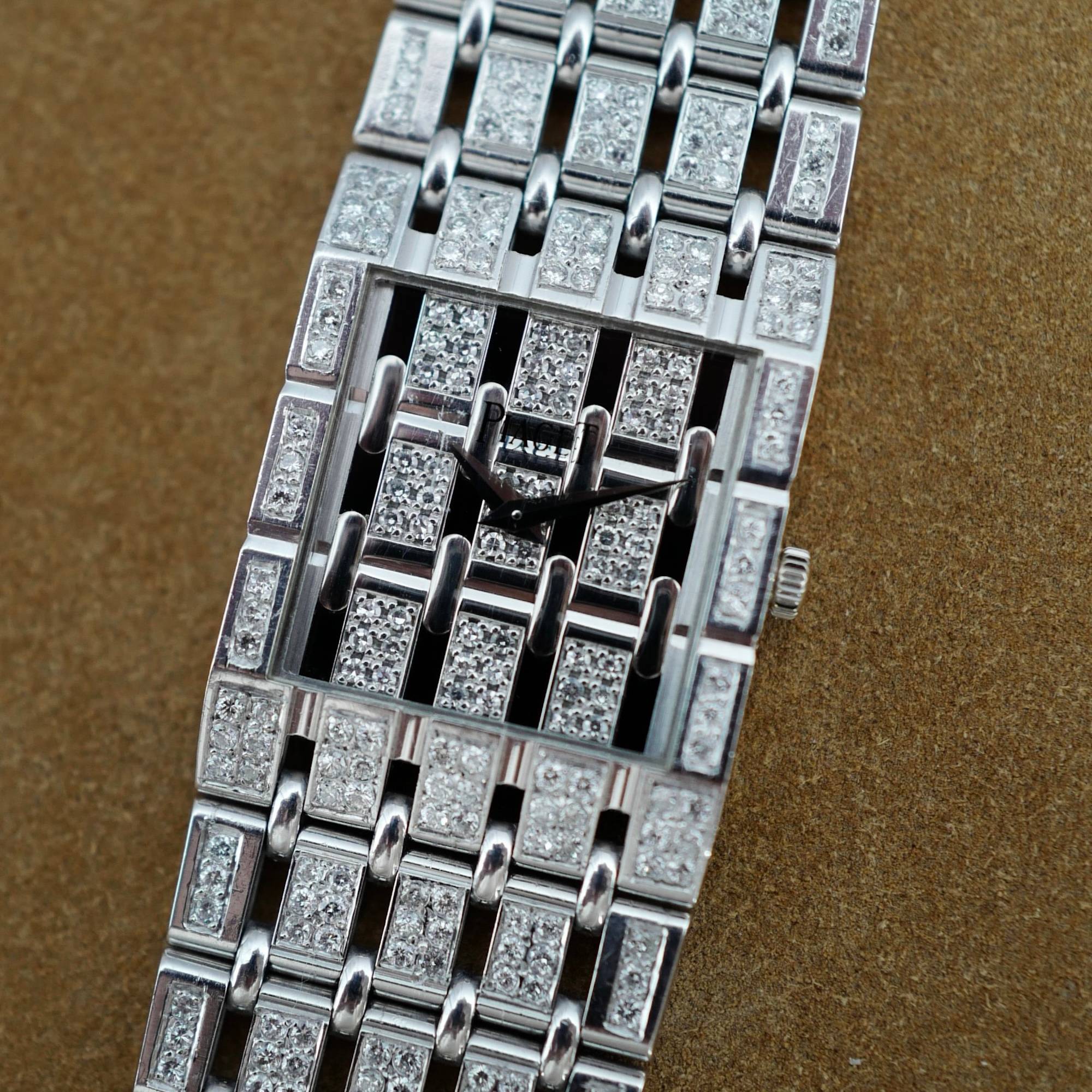 Piaget - Piaget White Gold Dancer Ref. 80131 with Factory Diamonds on Band - The Keystone Watches