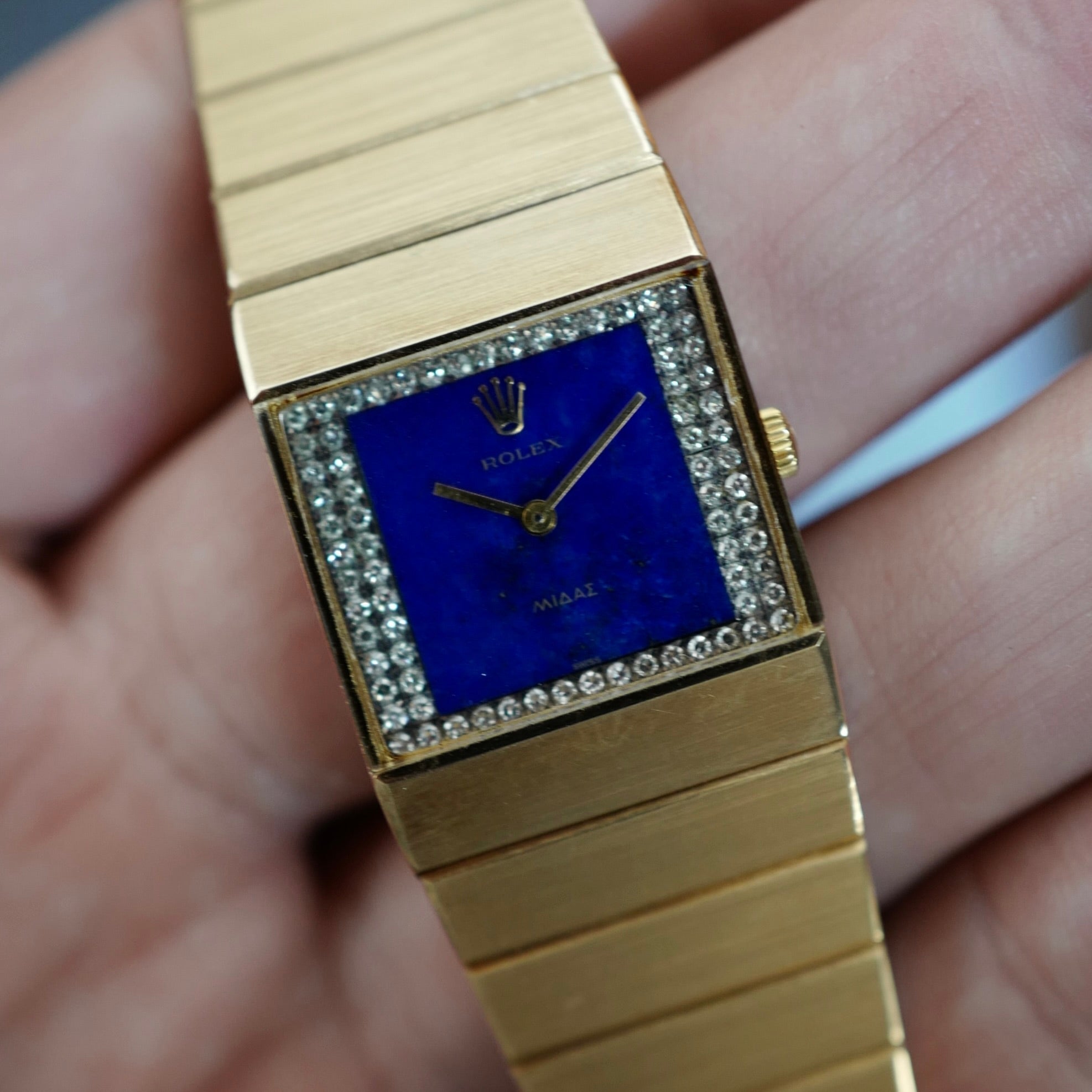 Rolex Yellow Gold Queen Midas Watch Ref. 4314 with Lapis and Diamond Dial (New Arrival)