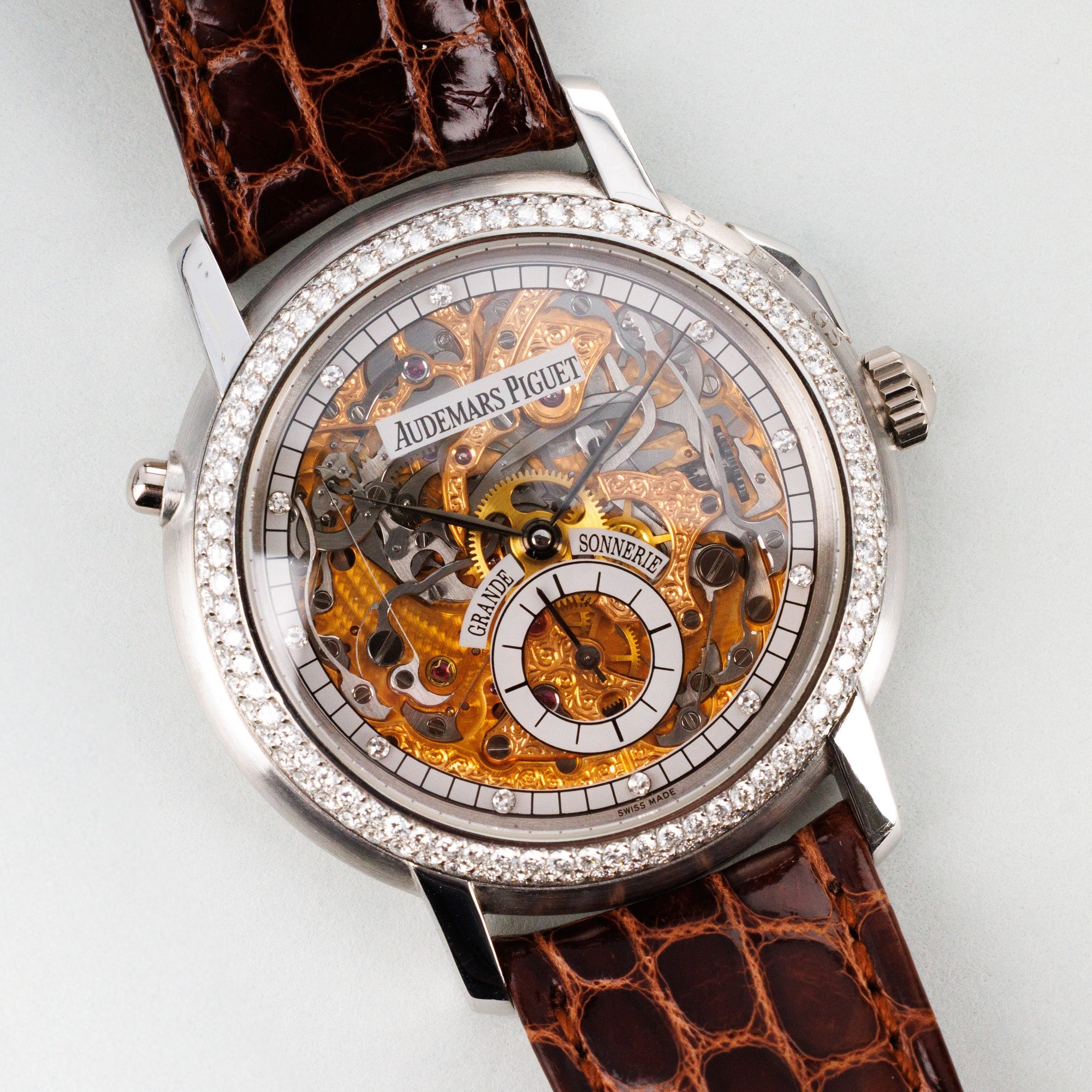 Audemars Piguet Platinum Grand Sonnerie Skeleton Watch with Diamonds, Possibly Unique