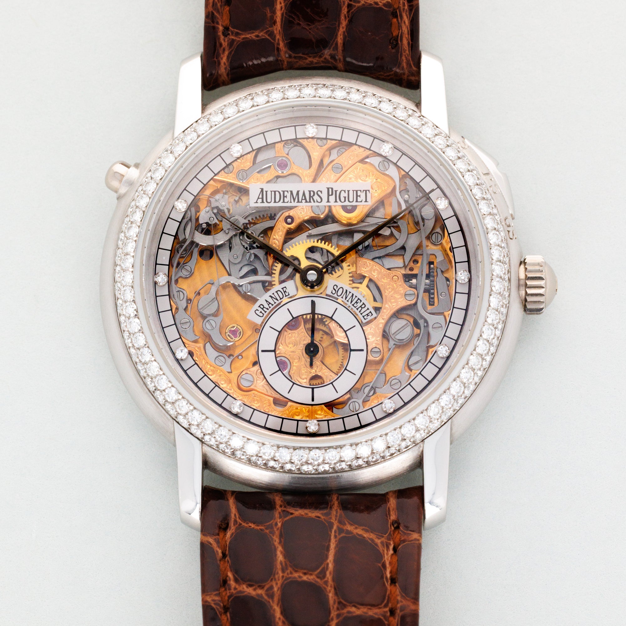 Audemars Piguet Platinum Grand Sonnerie Skeleton Watch with Diamonds, Possibly Unique