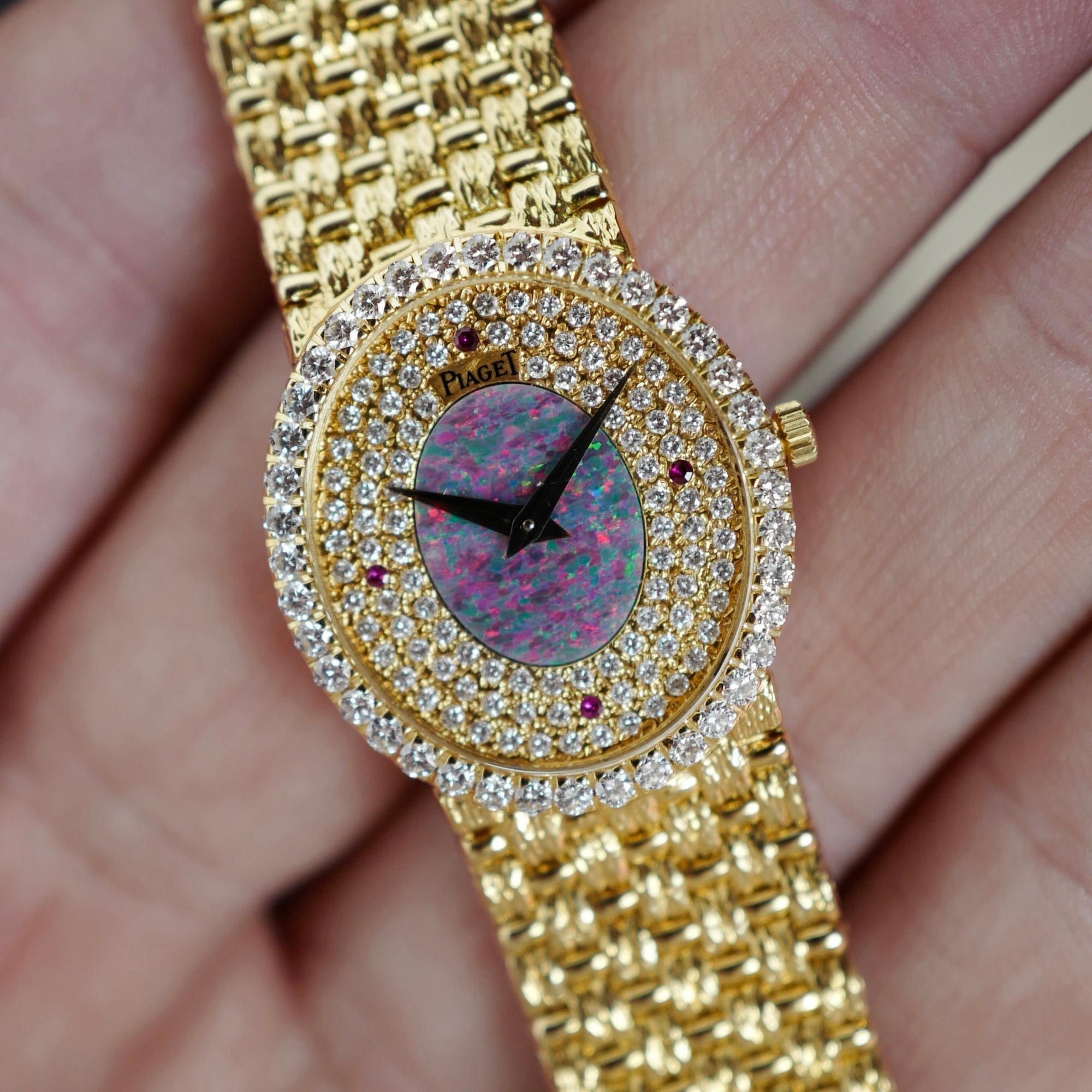 Piaget - Piaget Yellow Gold Round Watch Ref. 8826 with Opal and Diamond Dial - The Keystone Watches