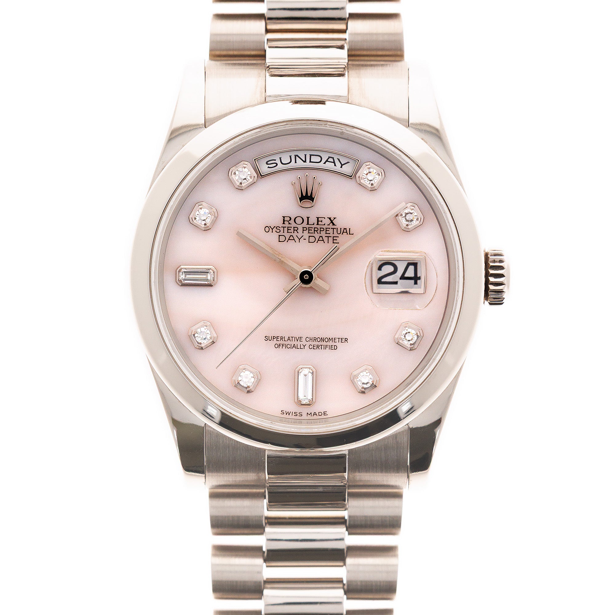 Rolex - Rolex White Gold Day-Date Ref. 118209 with Pink Mother of Pearl Dial - The Keystone Watches