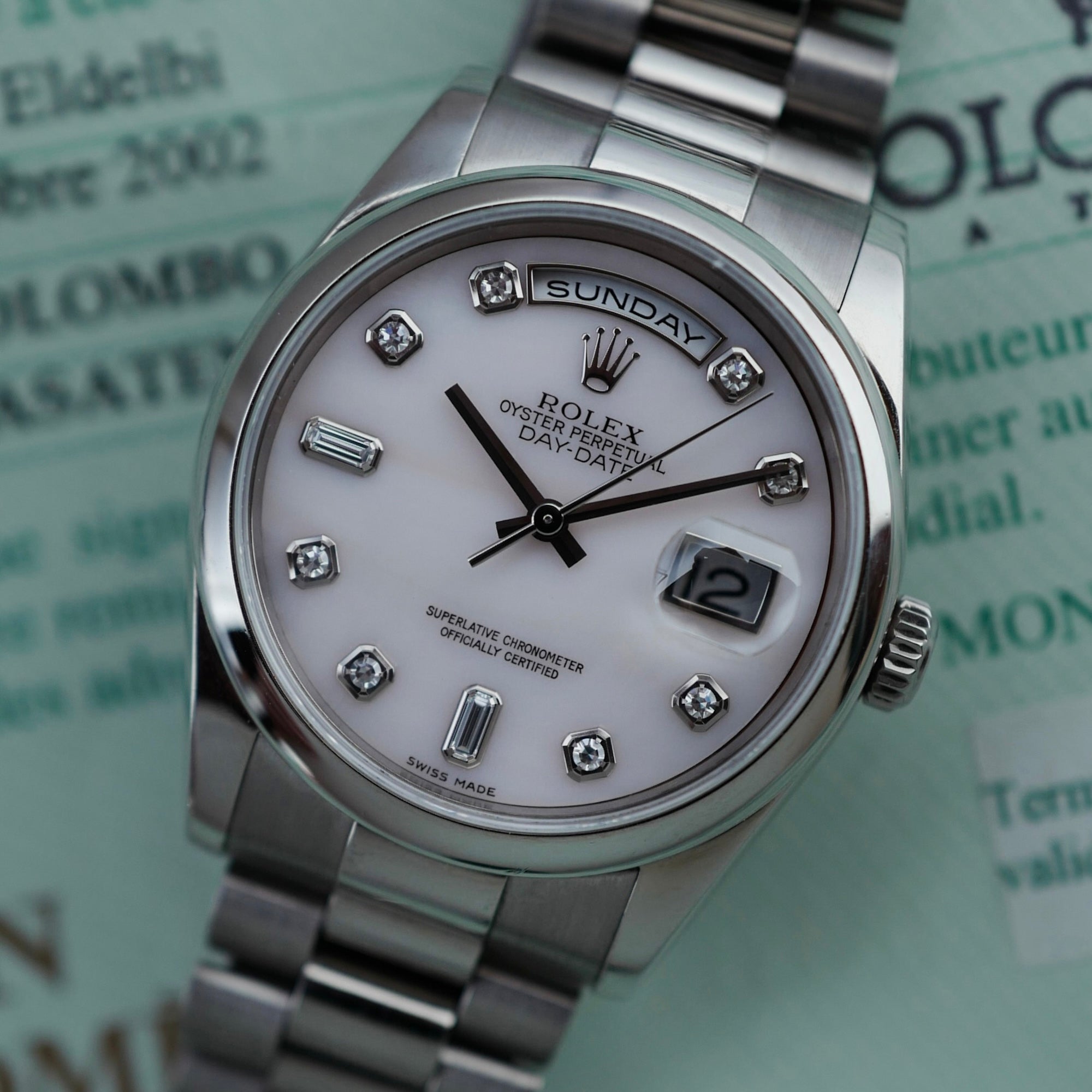 Rolex - Rolex White Gold Day-Date Ref. 118209 with Pink Mother of Pearl Dial - The Keystone Watches