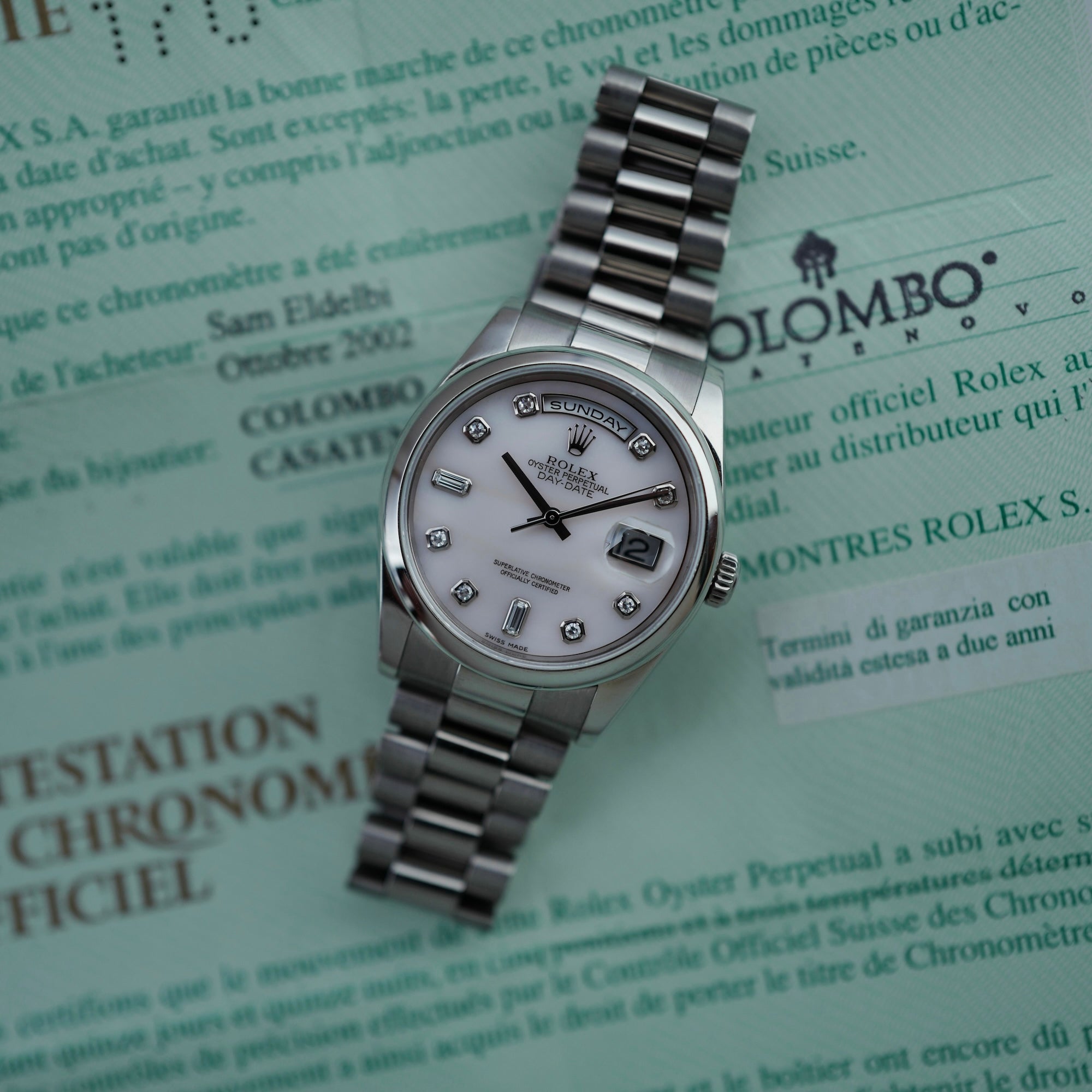 Rolex - Rolex White Gold Day-Date Ref. 118209 with Pink Mother of Pearl Dial - The Keystone Watches