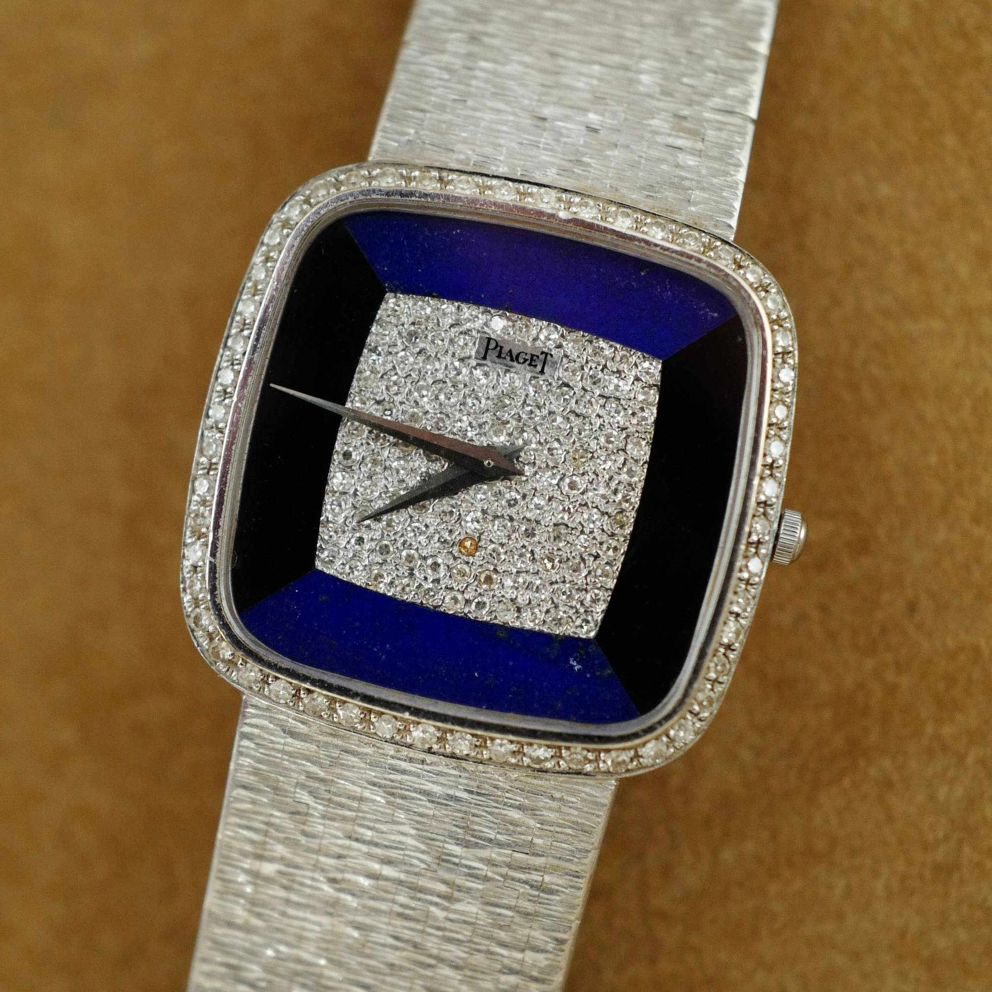 Piaget - Piaget White Gold Mechanical Watch Ref. 9775A6 with Lapis, Diamond and Onyx Dial (New Arrival) - The Keystone Watches