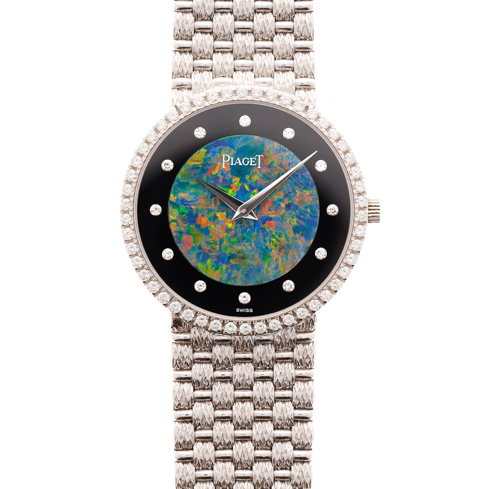 Piaget - Piaget White Gold Round Watch Ref. 9066D23 with Opal, Onyx and Diamond Dial - The Keystone Watches