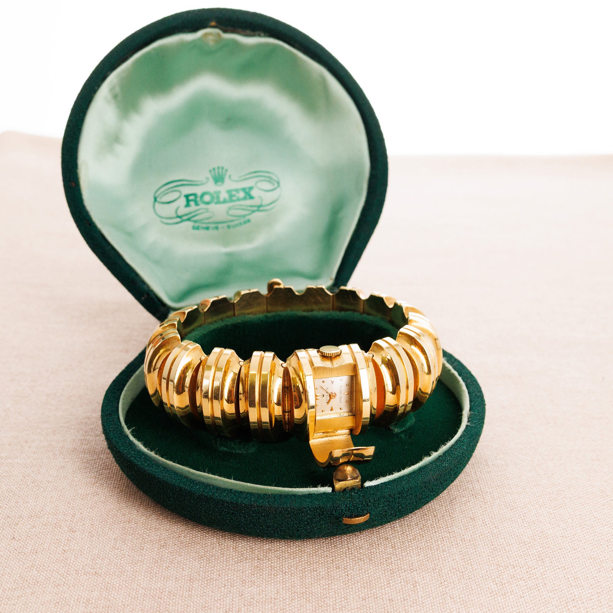 Rolex Yellow Gold 1940s Cover Watch in Original Box