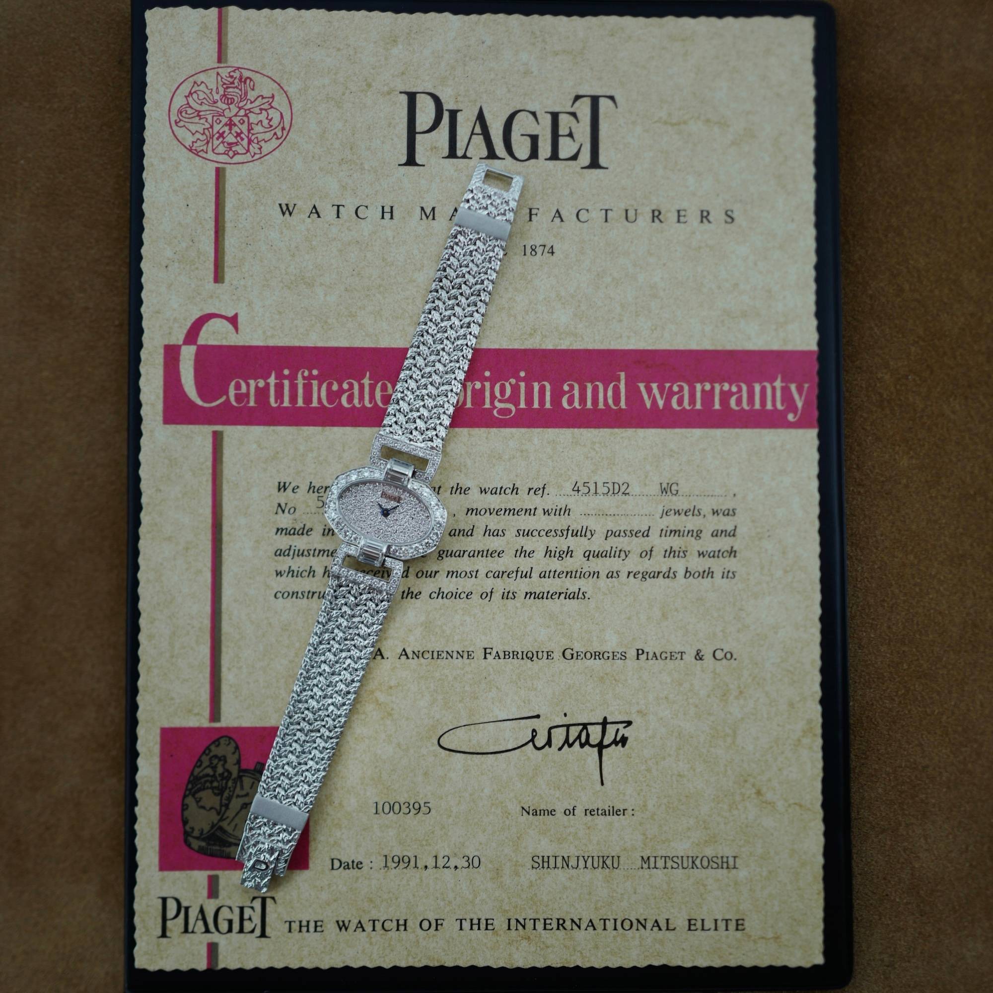 Piaget - Piaget White Gold and Diamond Watch Ref. 4515D2 with Original Papers - The Keystone Watches