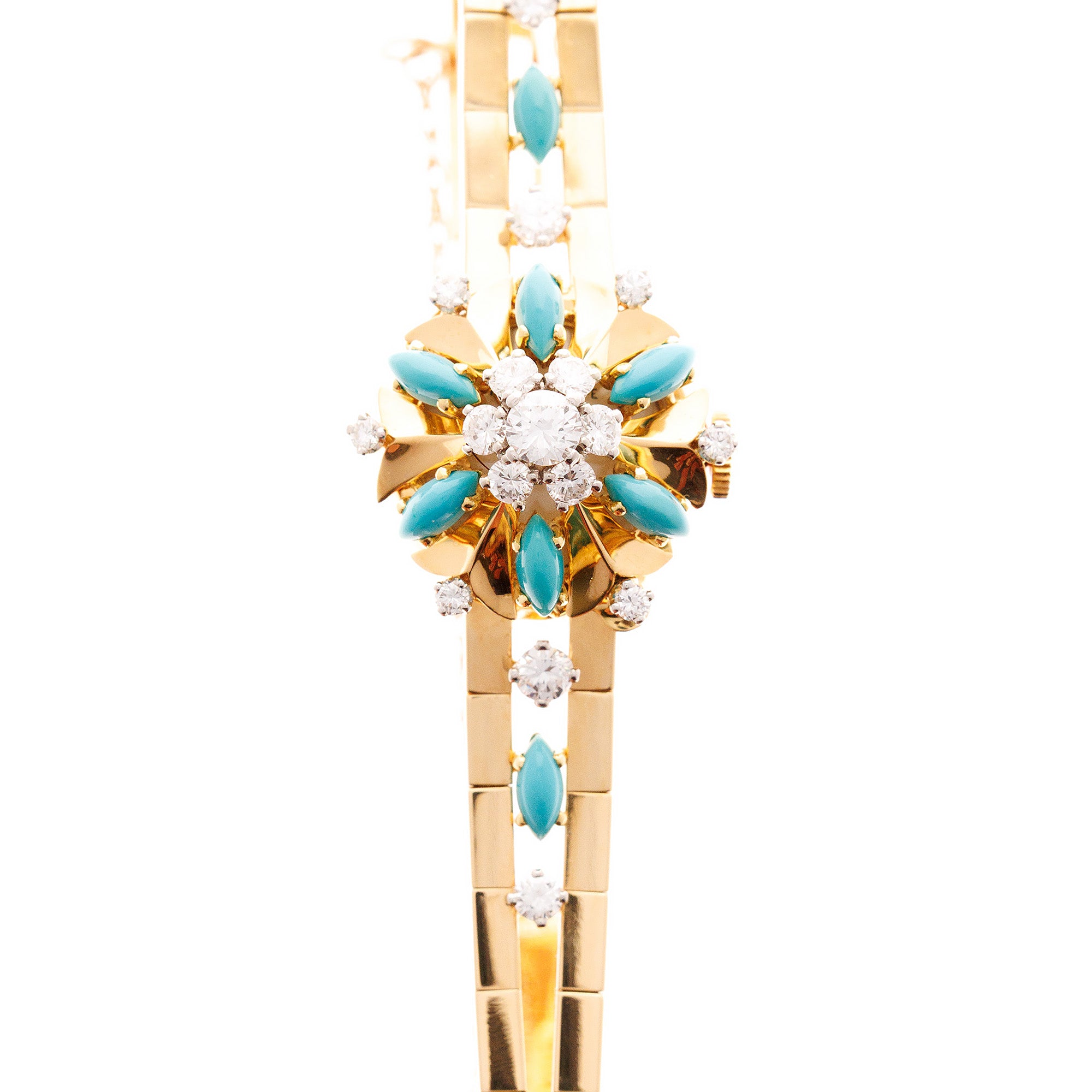 Patek Philippe Yellow Gold Diamond & Turquoise Watch Ref. 3006 with Archives