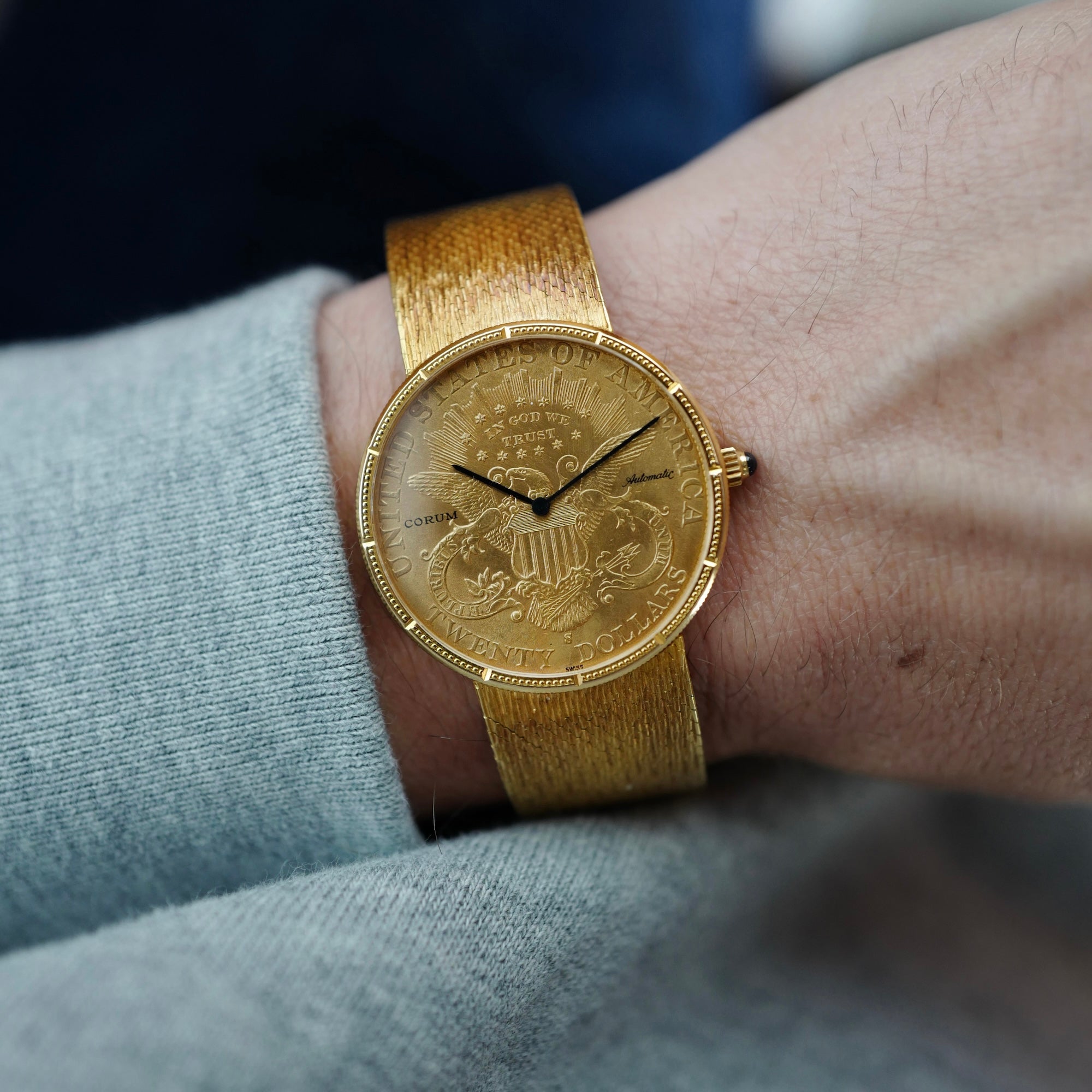 Corum - Corum Yellow Gold Coin Watch with Original Roland-Gilbert Gaschen Bracelet - The Keystone Watches