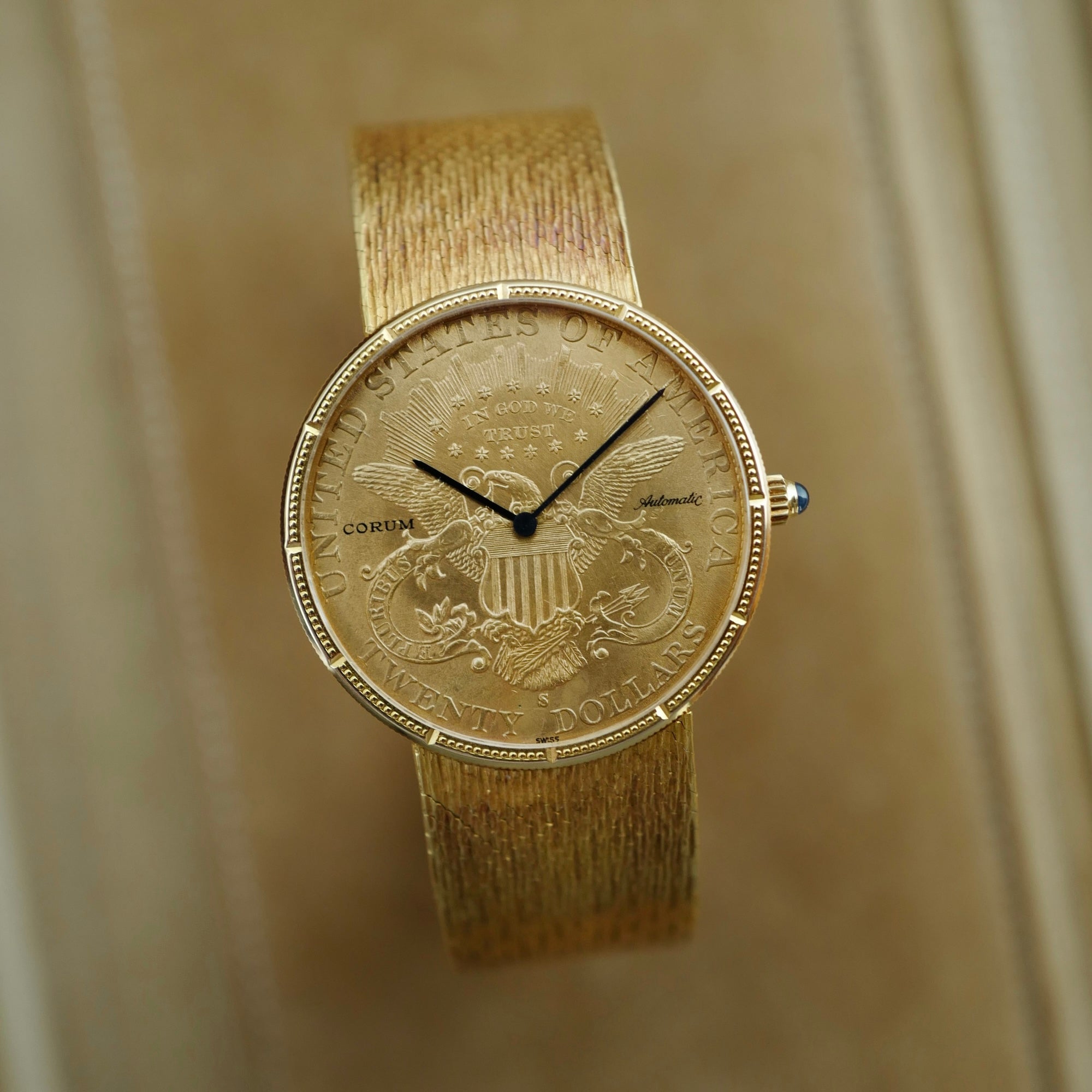 Corum - Corum Yellow Gold Coin Watch with Original Roland-Gilbert Gaschen Bracelet - The Keystone Watches