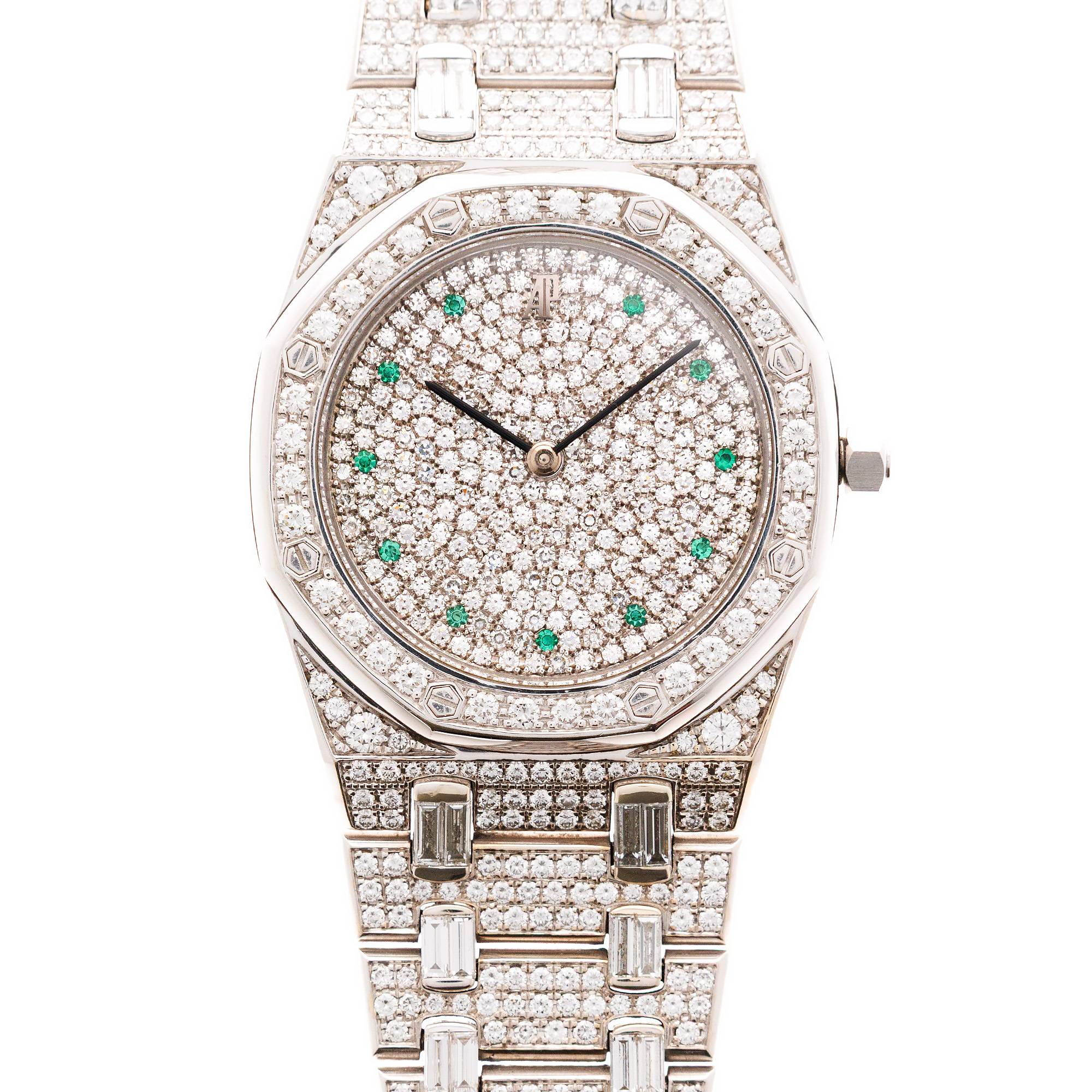 Audemars Piguet - Audemars Piguet White Gold Royal Oak Ref. 56343 with Diamonds, Sapphires and Baguette Diamond - The Keystone Watches