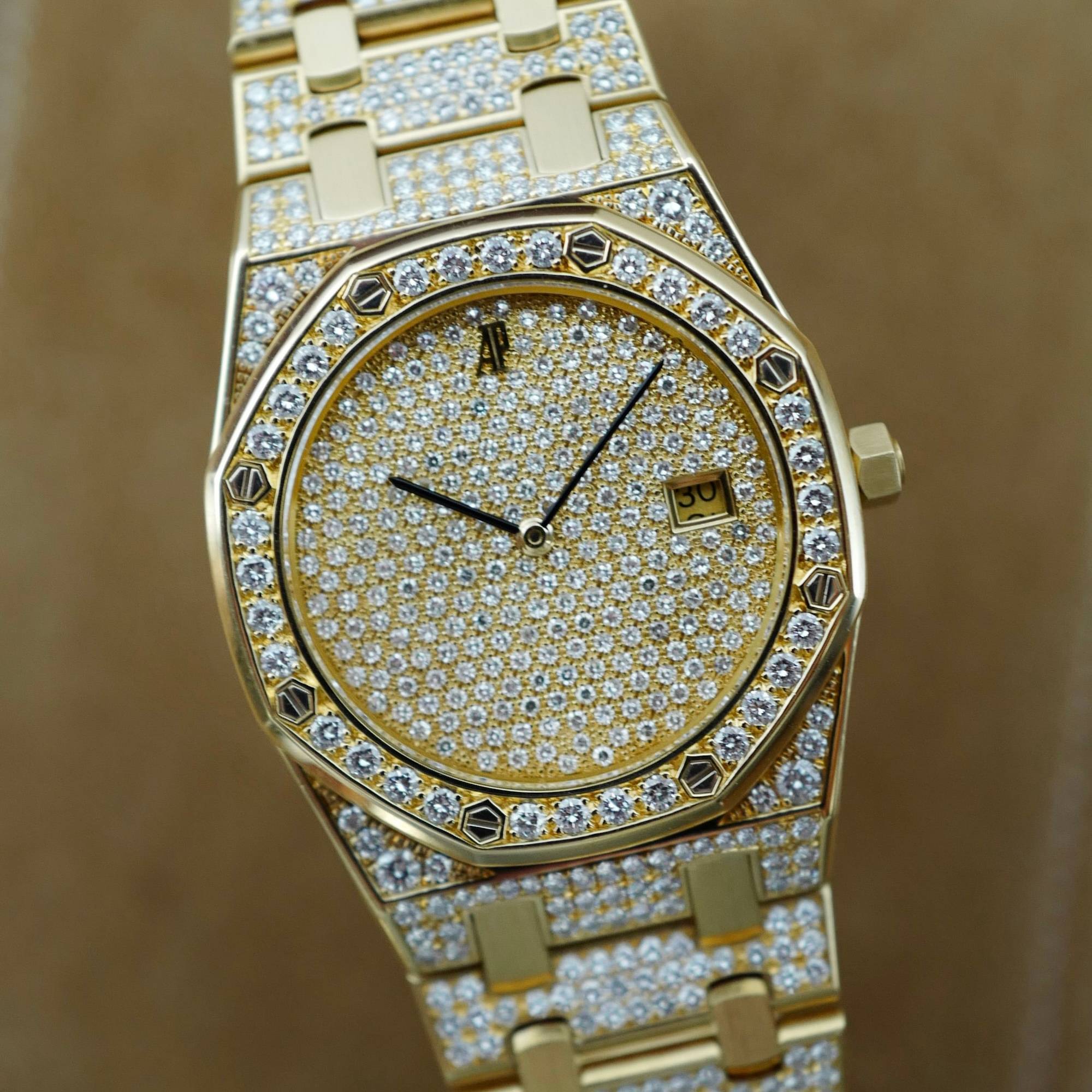 Audemars Piguet - Audemars Piguet Yellow Gold Royal Oak Watch Ref. 56343 with Pave Diamond Dials - The Keystone Watches