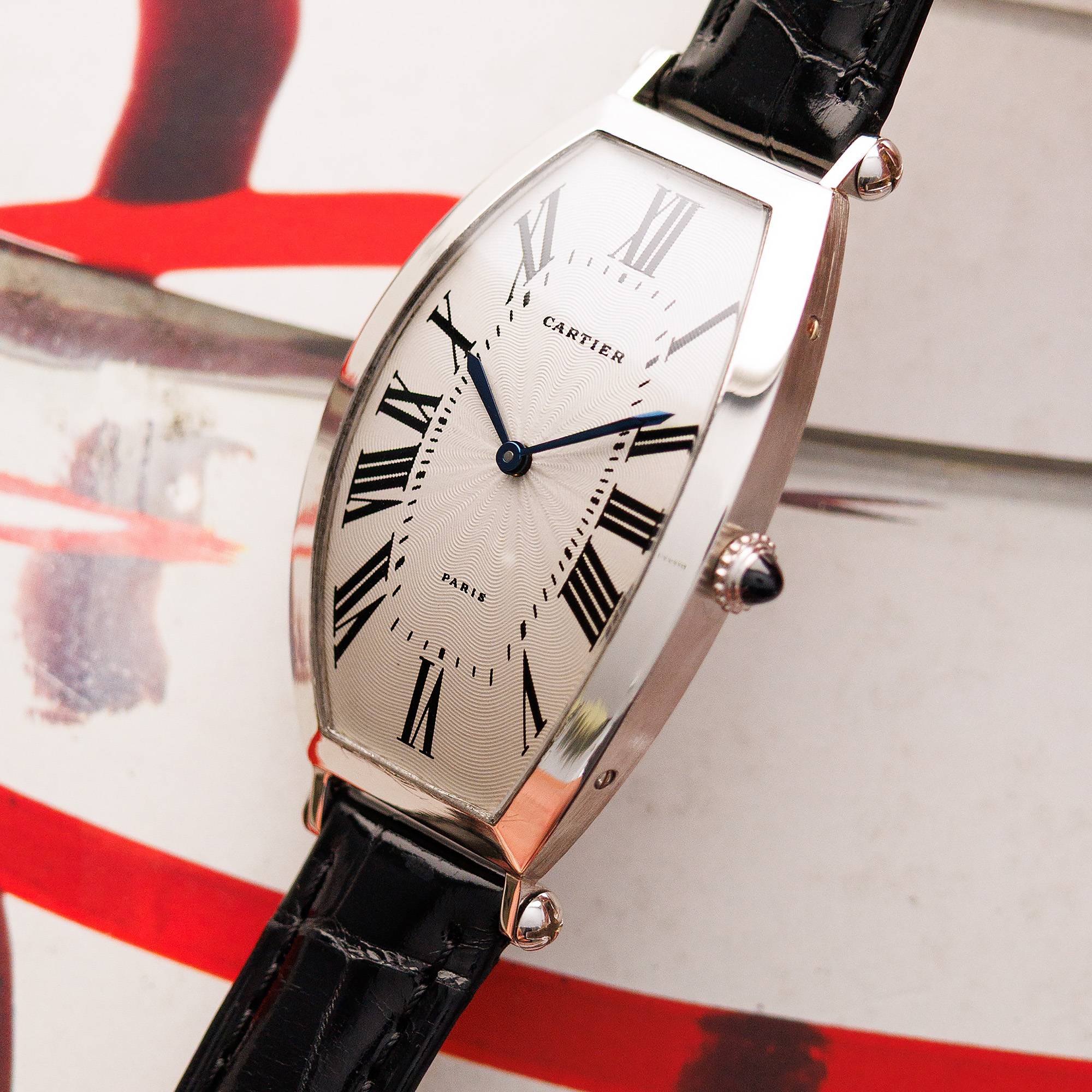 Cartier - Cartier Vintage Platinum Tonneau Mecanique Watch - The Keystone Watches