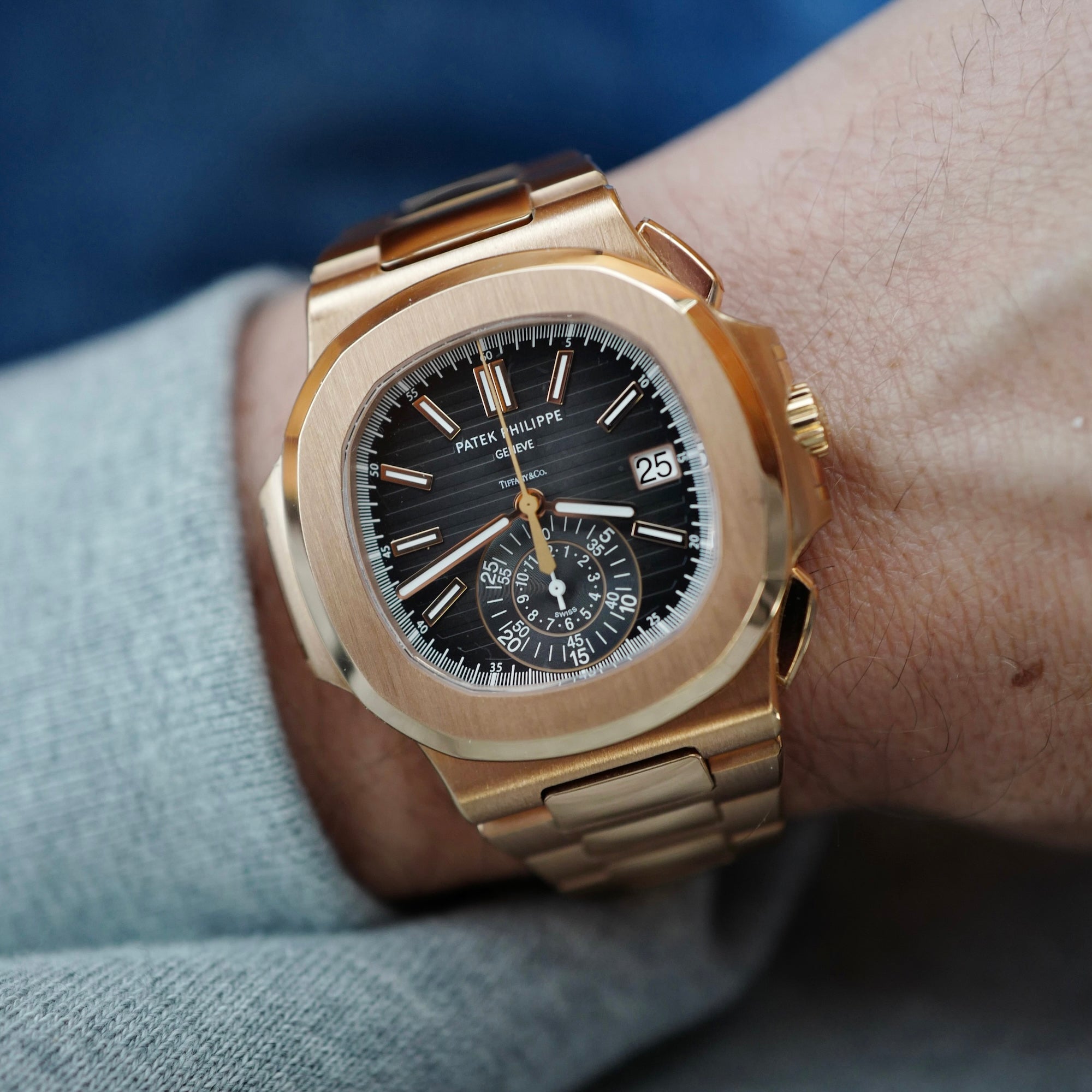 Patek Philippe - Patek Philippe Rose Gold Nautilus Chronograph Watch Ref. 5980, Tiffany & Co. 2018 Complete - The Keystone Watches