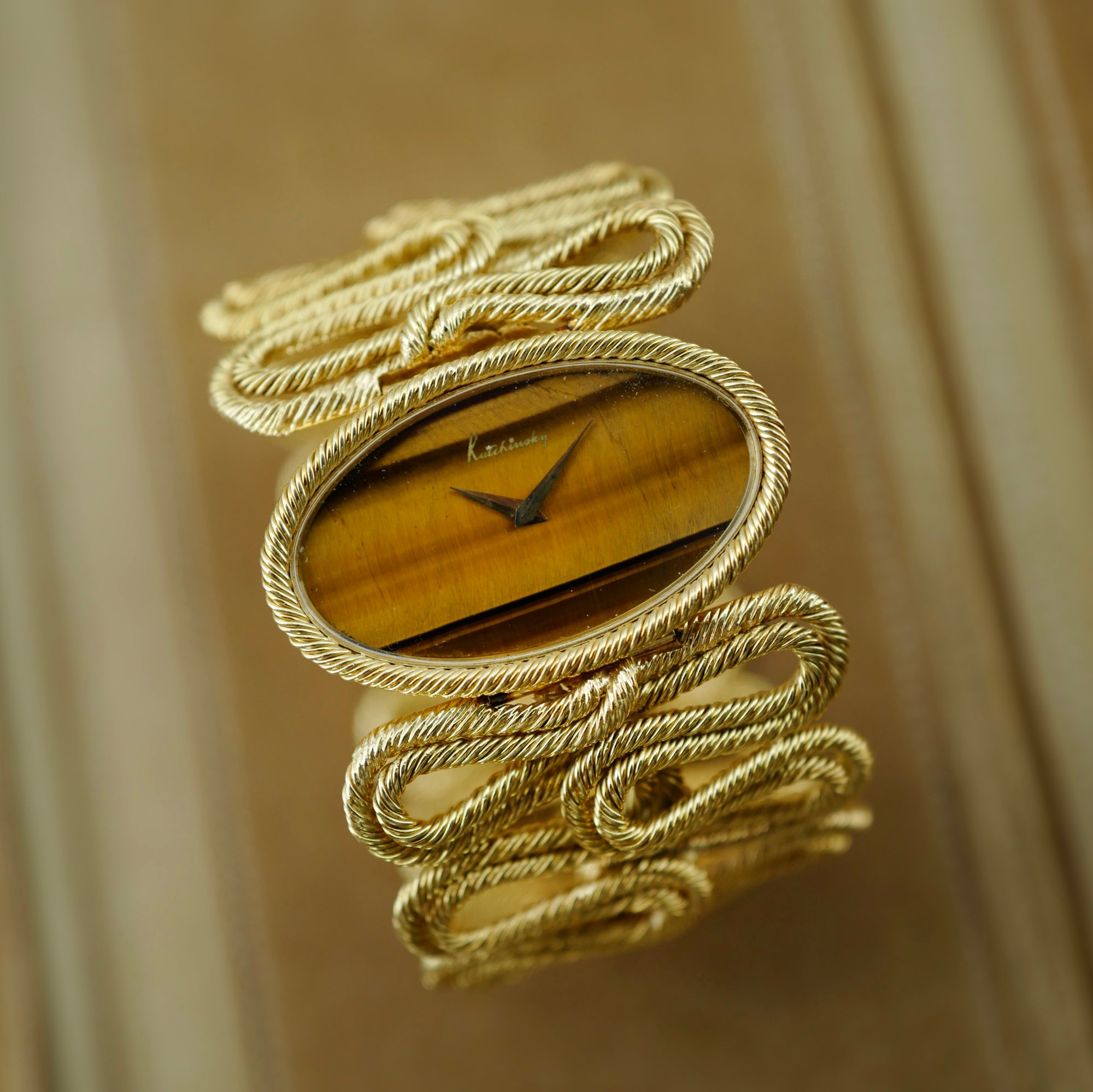 Kutchinsky - Kutchinsky Yellow Gold Tigers Eye Bracelet Watch (New Arrival) - The Keystone Watches
