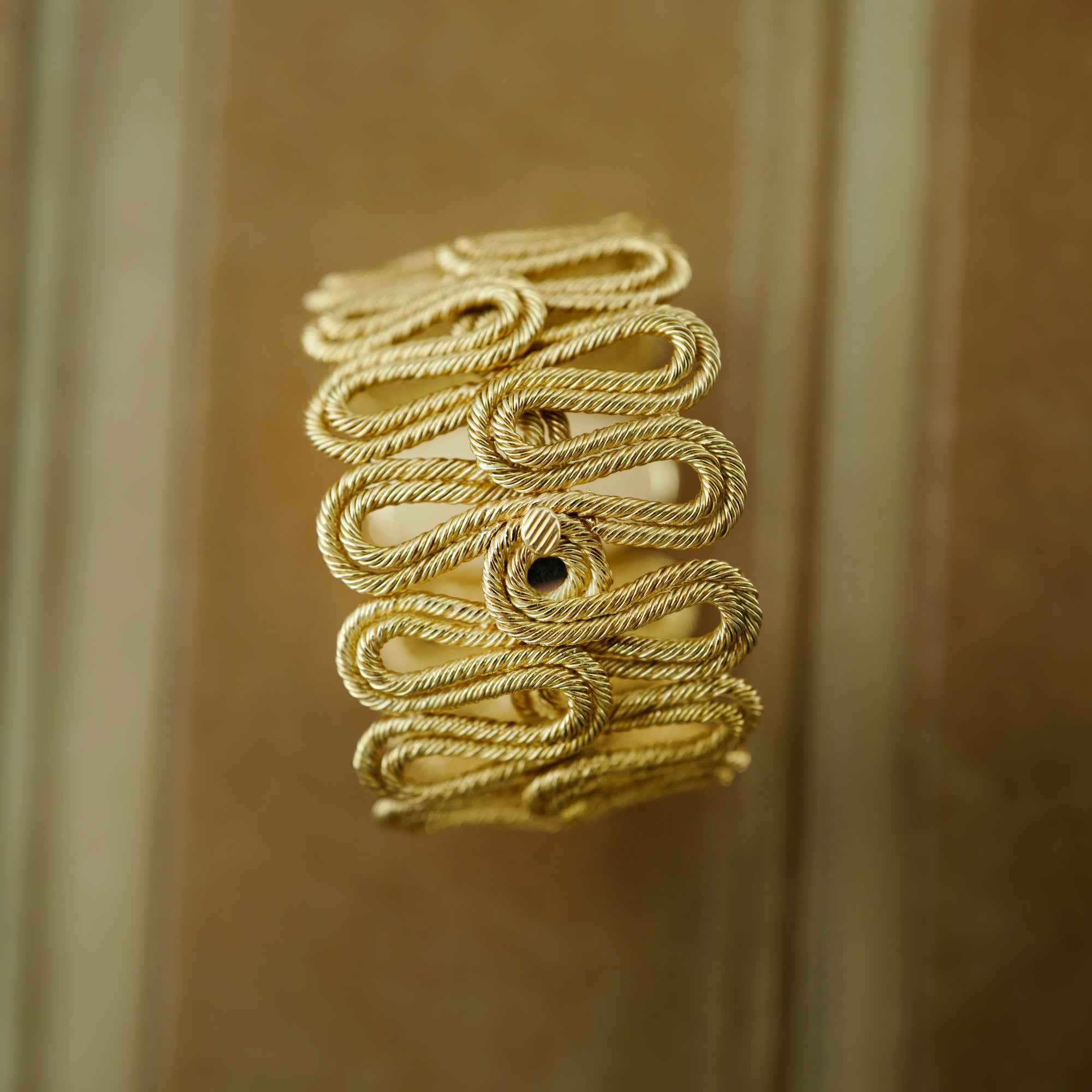 Kutchinsky Yellow Gold Tigers Eye Bracelet Watch (New Arrival)