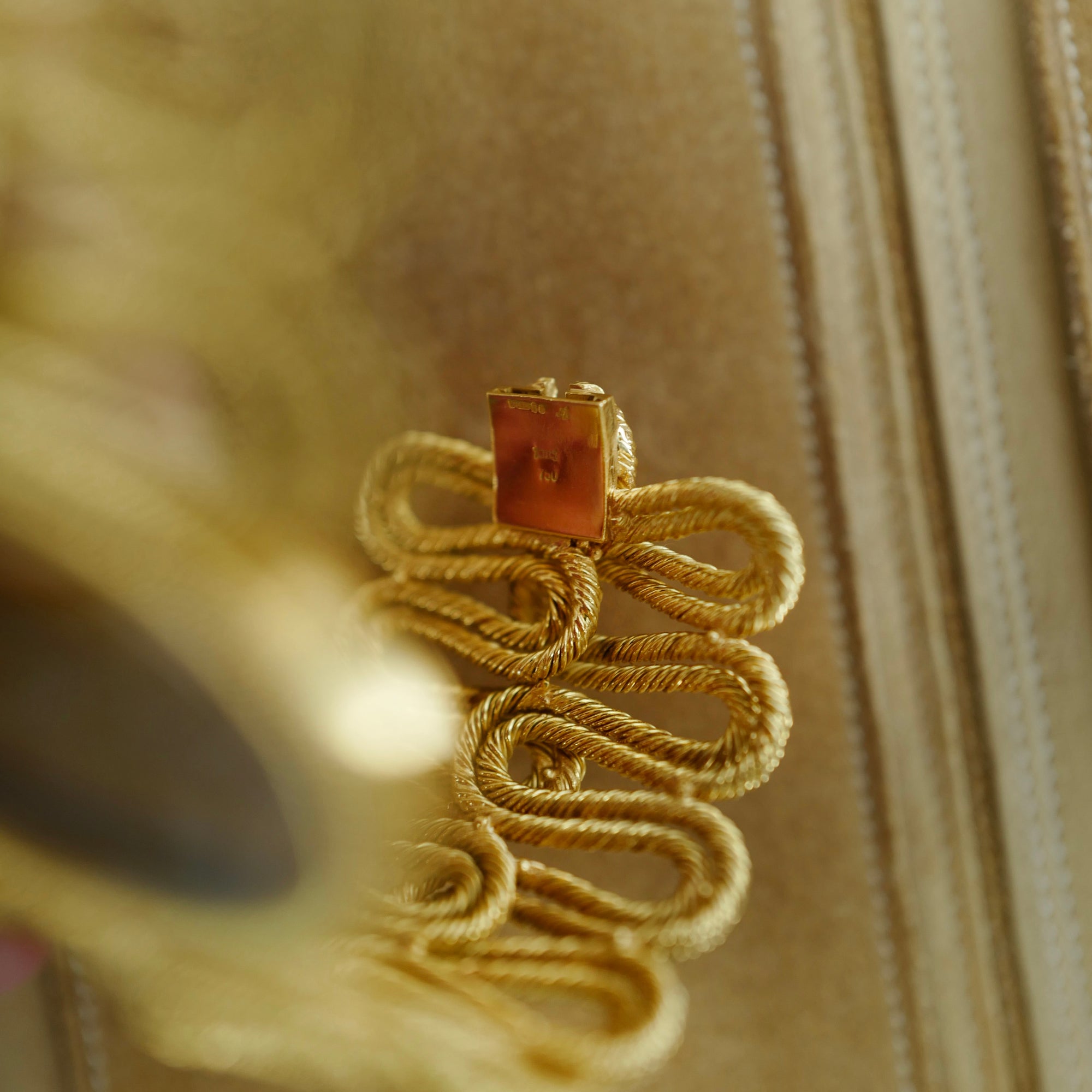 Kutchinsky Yellow Gold Tigers Eye Bracelet Watch (New Arrival)