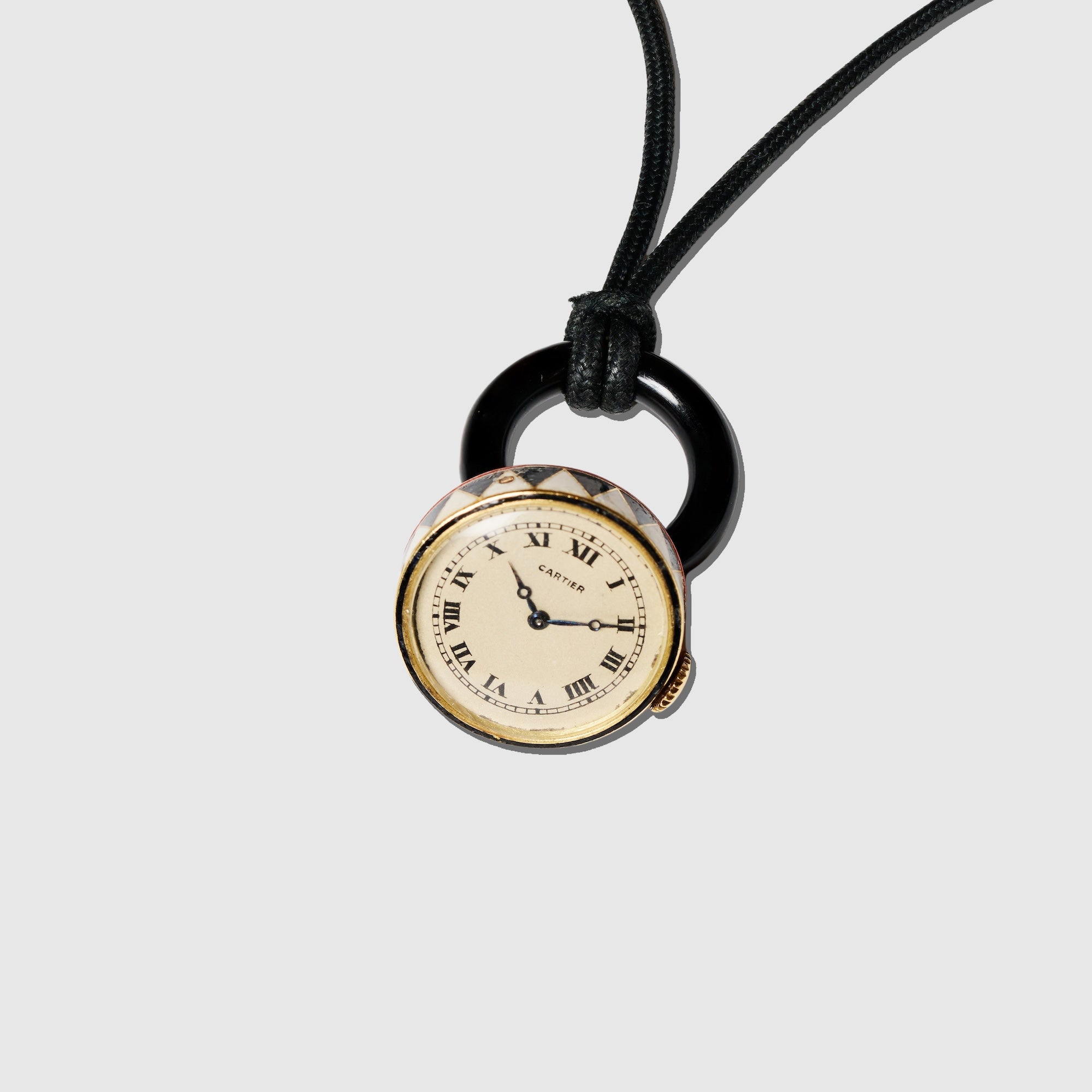 Cartier Art Deco Coral, Onyx &amp; Diamond Pendant Watch, 1920s (RESERVED)
