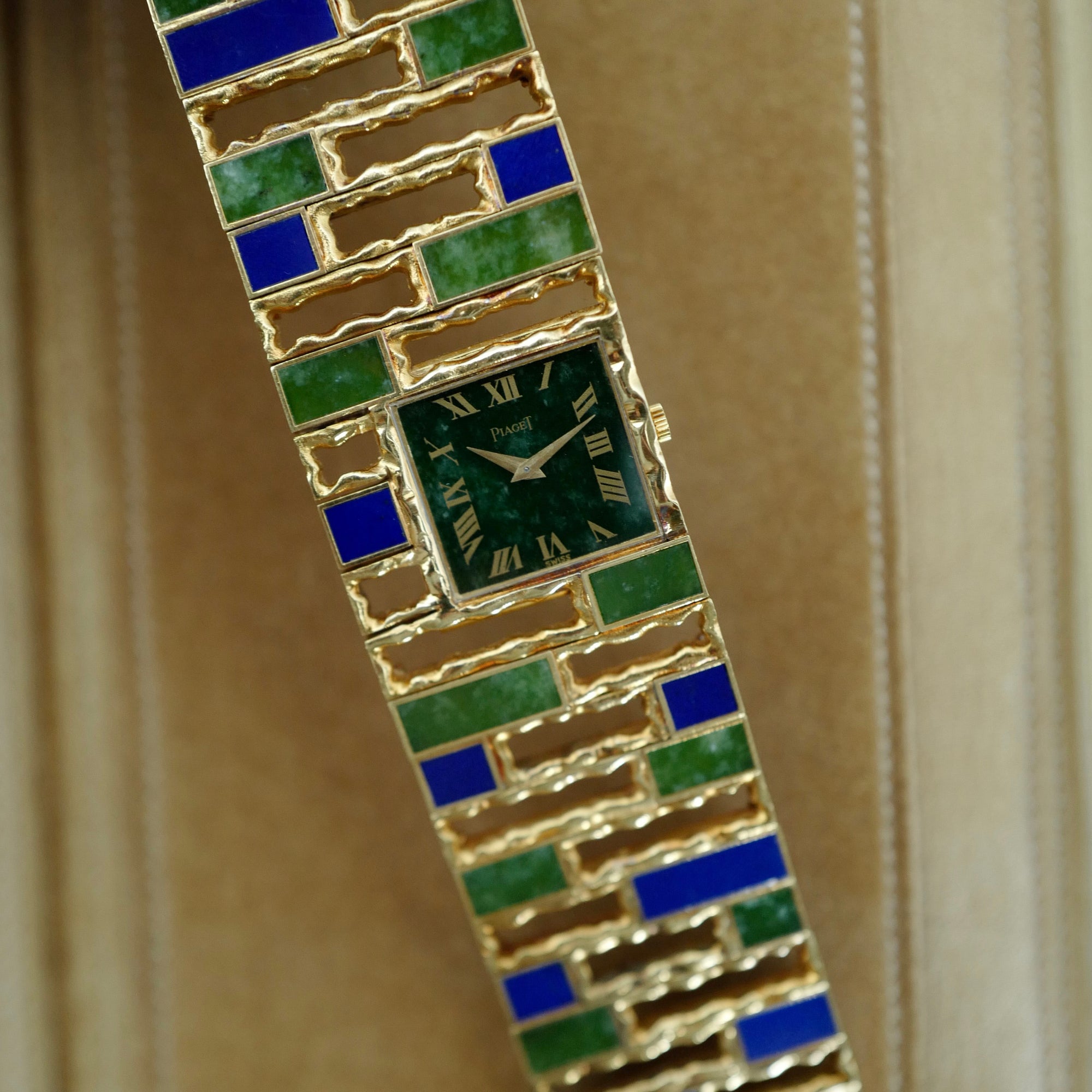 Piaget Yellow Gold Lapis Lazuli & Jade Cuff Watch (New Arrivals)
