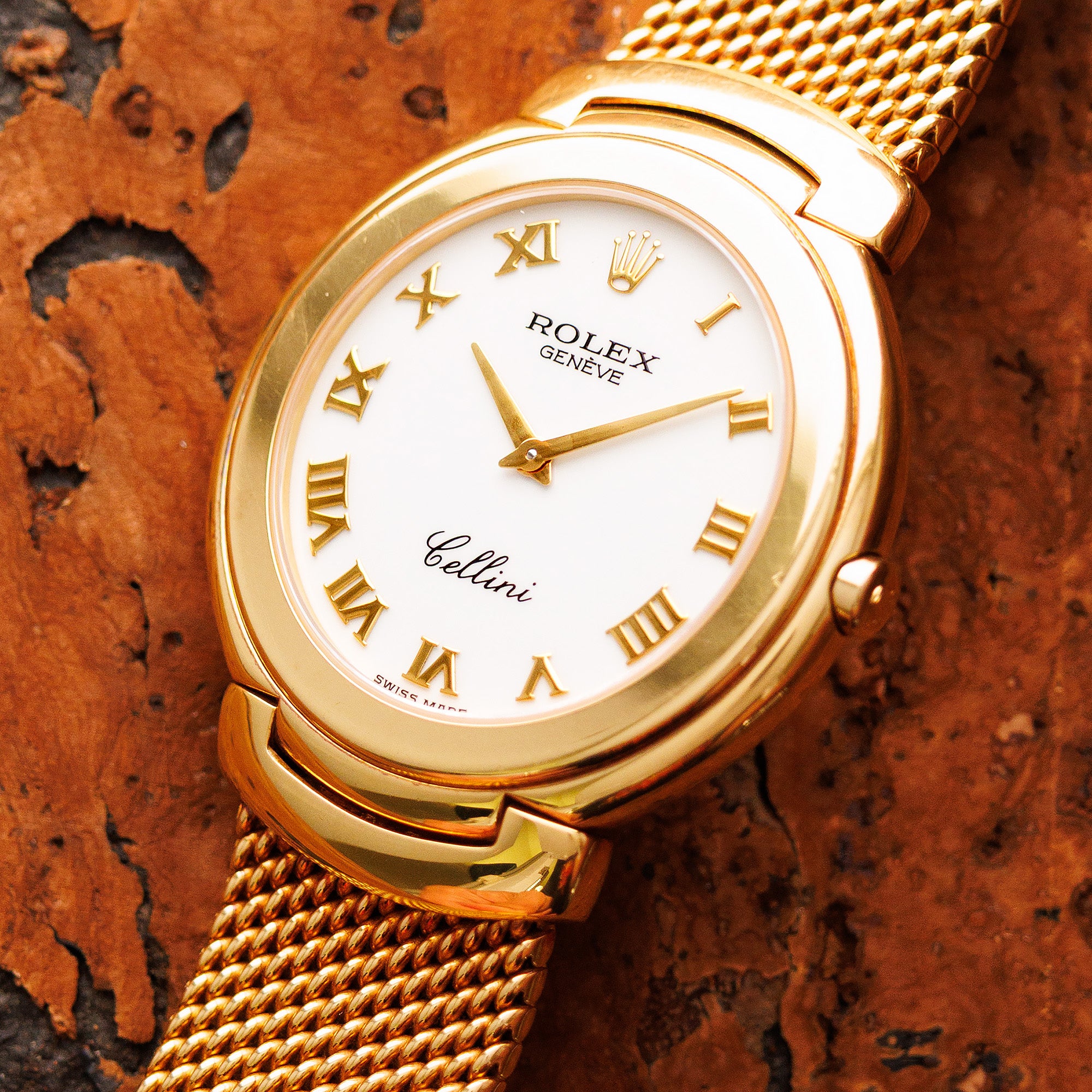 Rolex Yellow Gold Cellini wtih Mesh Band Ref. 6623/8 in New Old Stock Condition