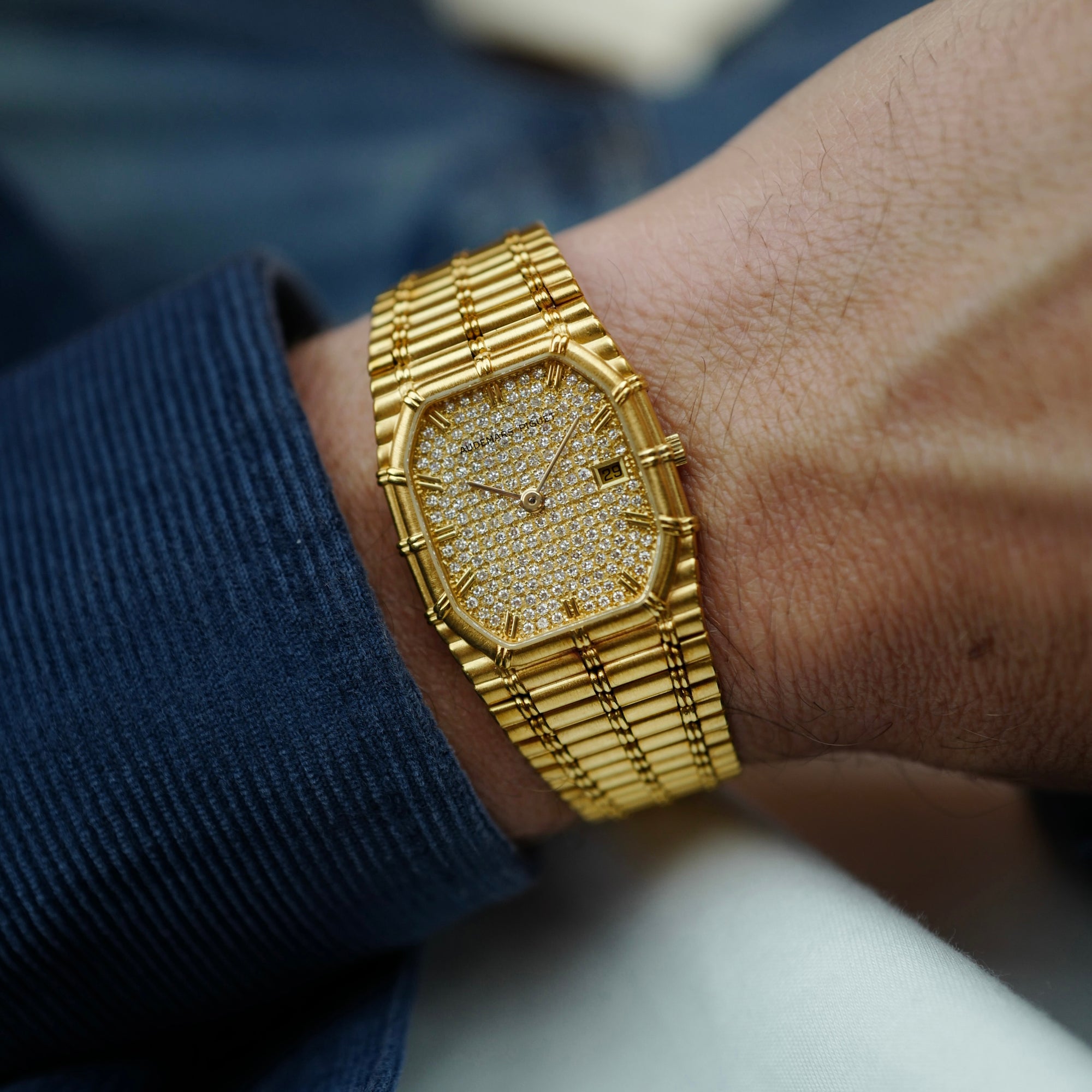 Audemars Piguet Yellow Gold Bamboo Pave Automatic (New Arrival)