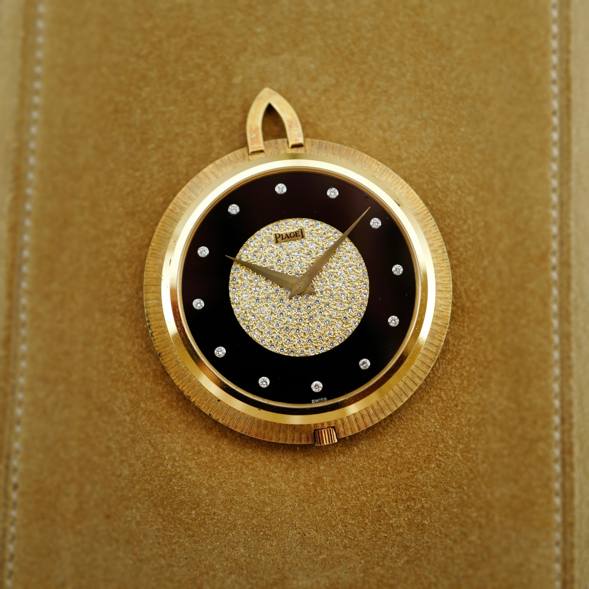 Piaget Yellow Gold Onyx and Diamond Pocket/Pendant Watch (New Arrival)