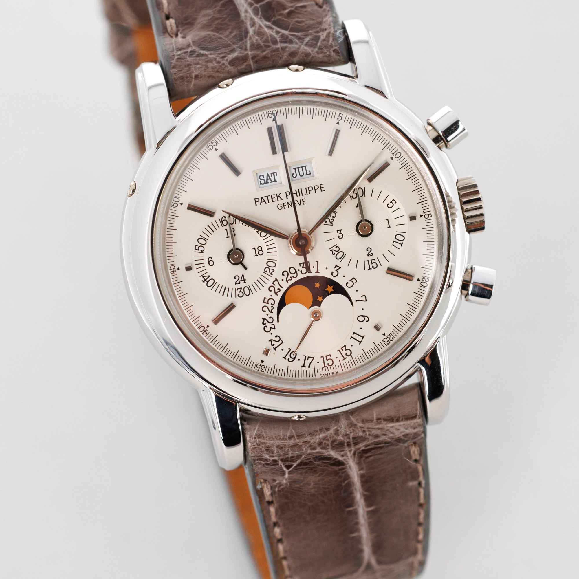 Patek Philippe Platinum Perpetual Calendar Chronograph Watch Ref. 3970, Second Series