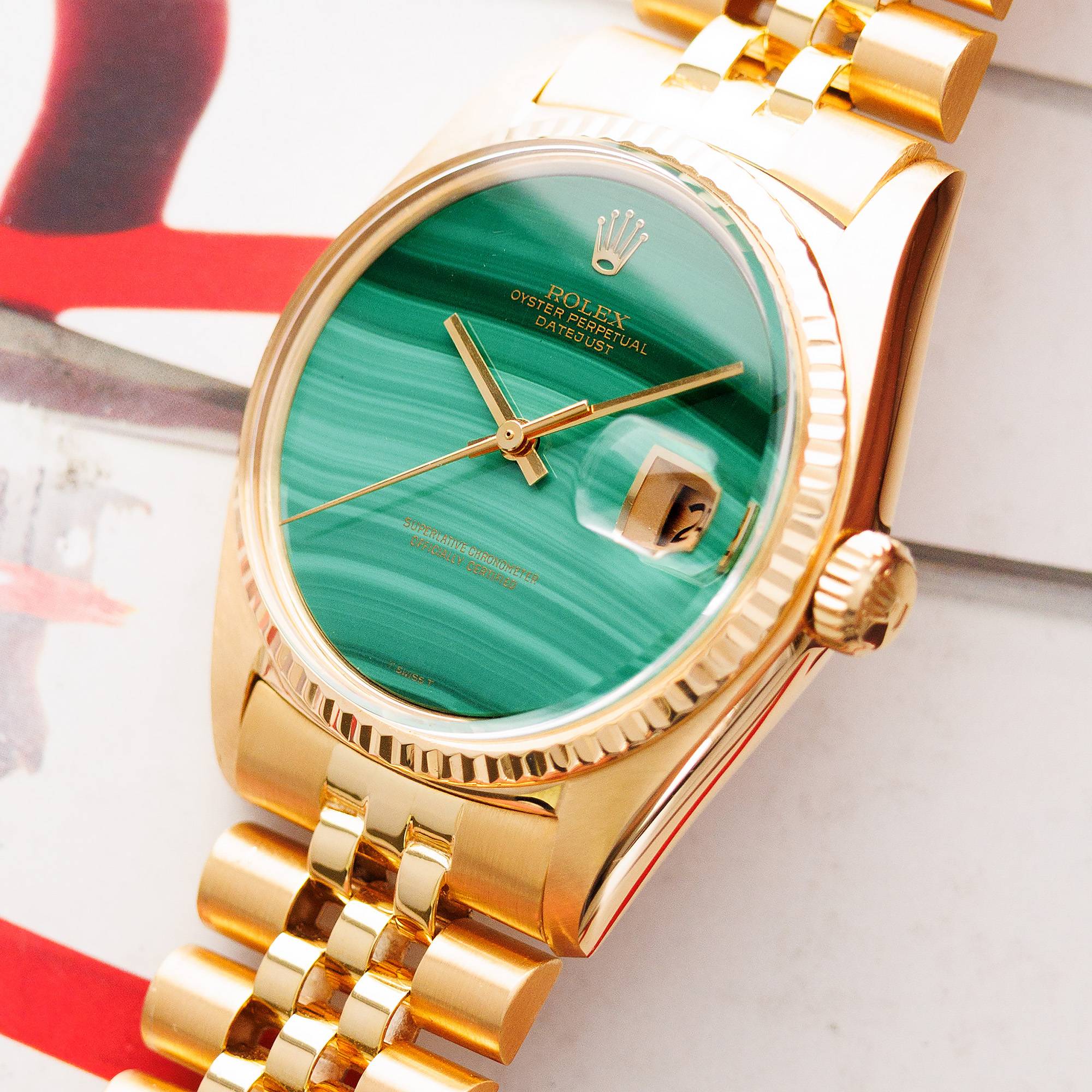 Rolex - Rolex Yellow Gold Datejust Malachite Dial Ref. 1601 - The Keystone Watches