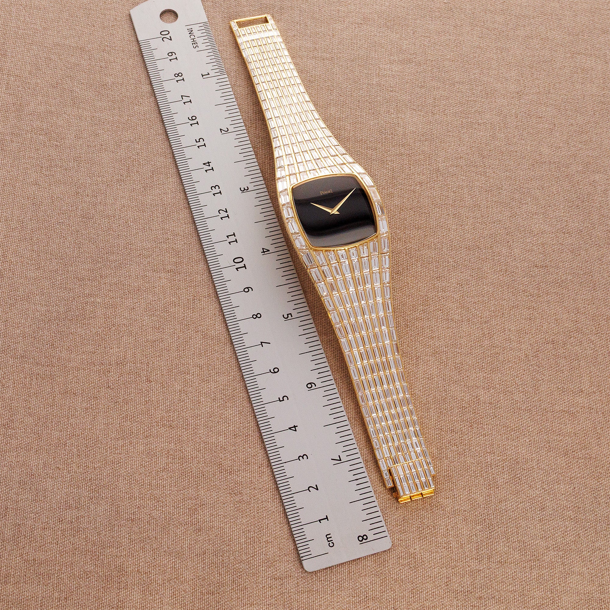 Piaget Yellow Gold Baguette Diamond Onyx Galaxy Watch Ref. 74912