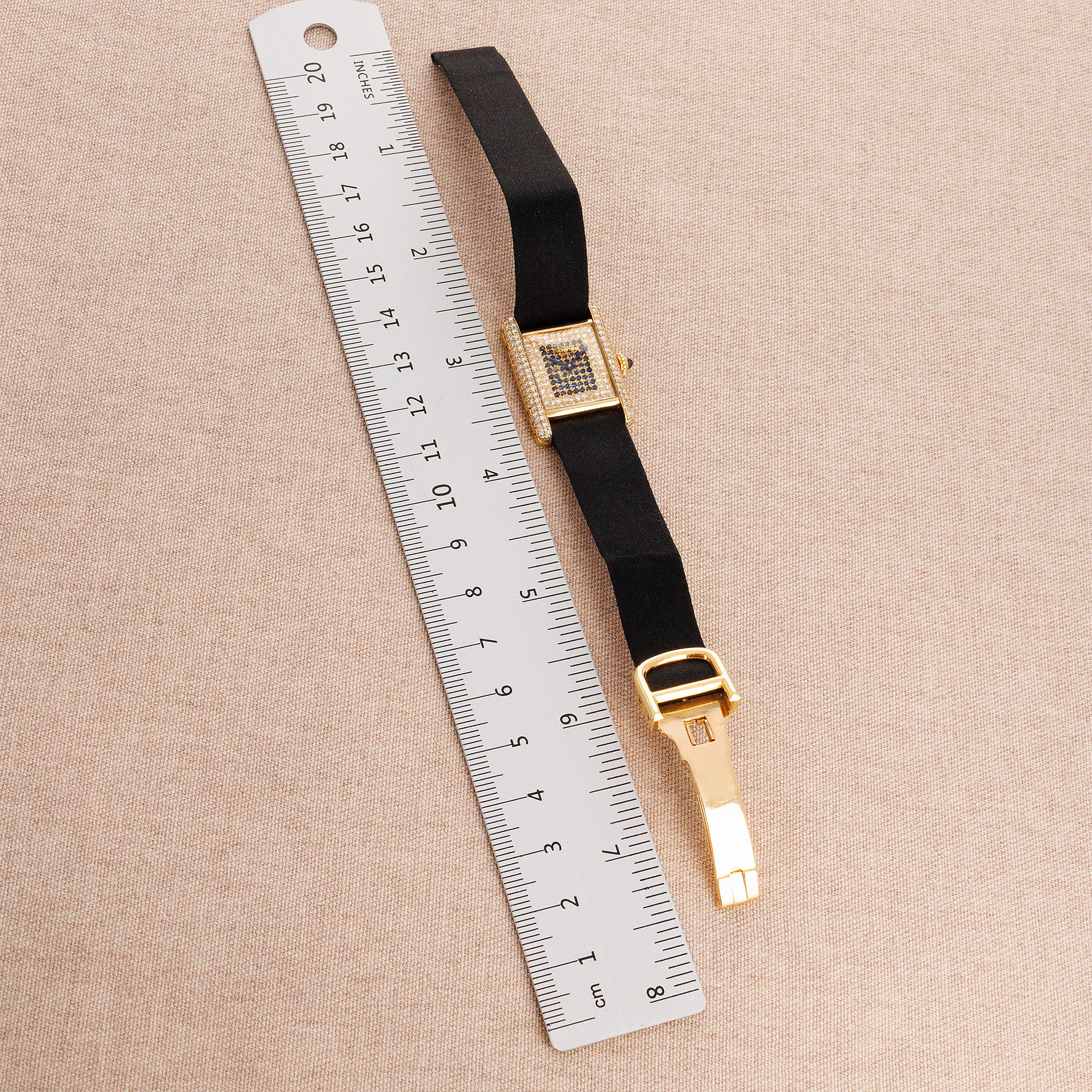 Cartier Yellow Gold Tank Louis Watch Ref. 78227 with Diamonds &amp; Sapphires