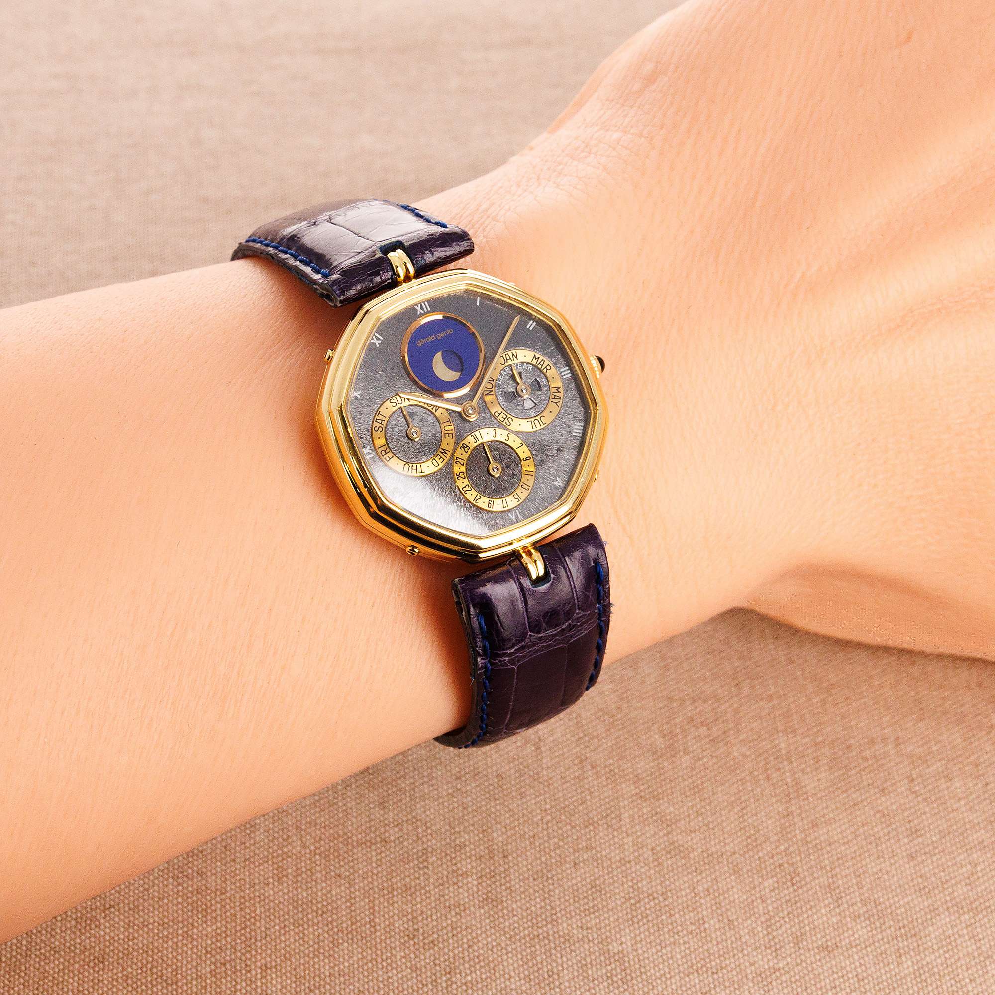 Gerald Genta - Gerald Genta Yellow Gold Octo Perpetual with Obsidian and Lapis Dial Ref. 2840.4 - The Keystone Watches