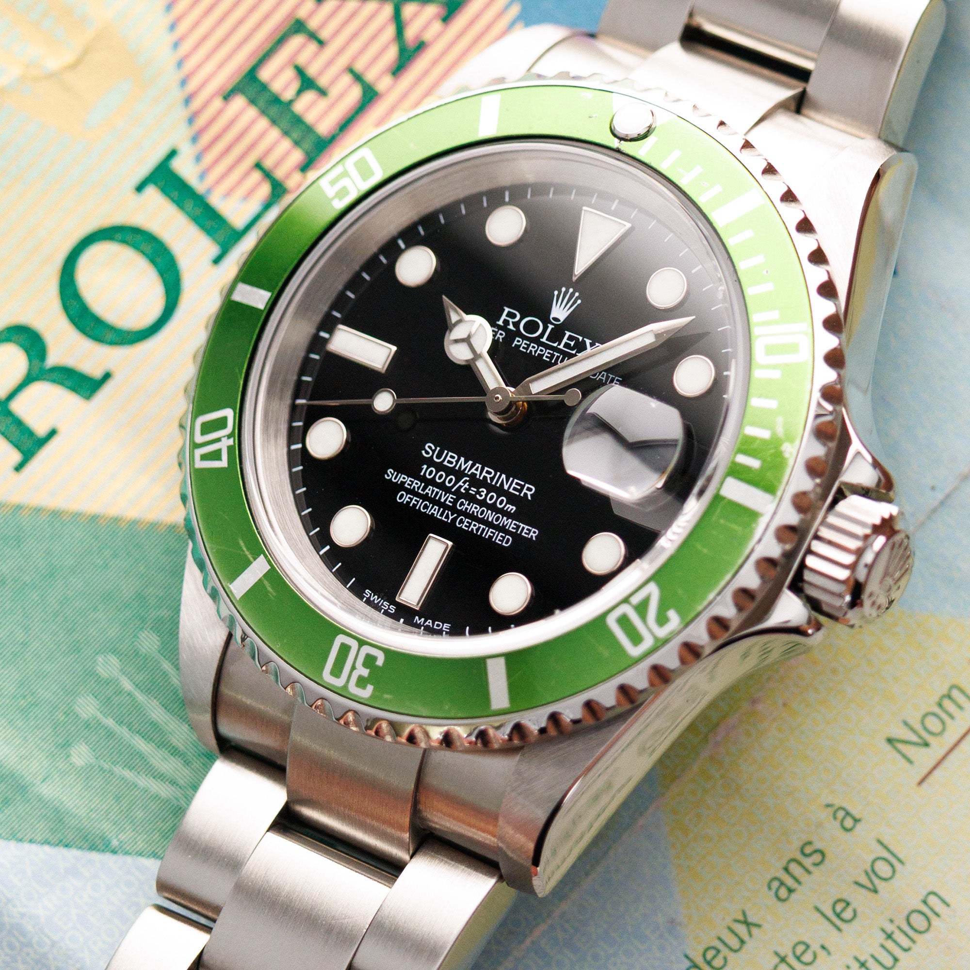 Rolex Steel Flat 4 Kermit Submariner Ref. 16610LV