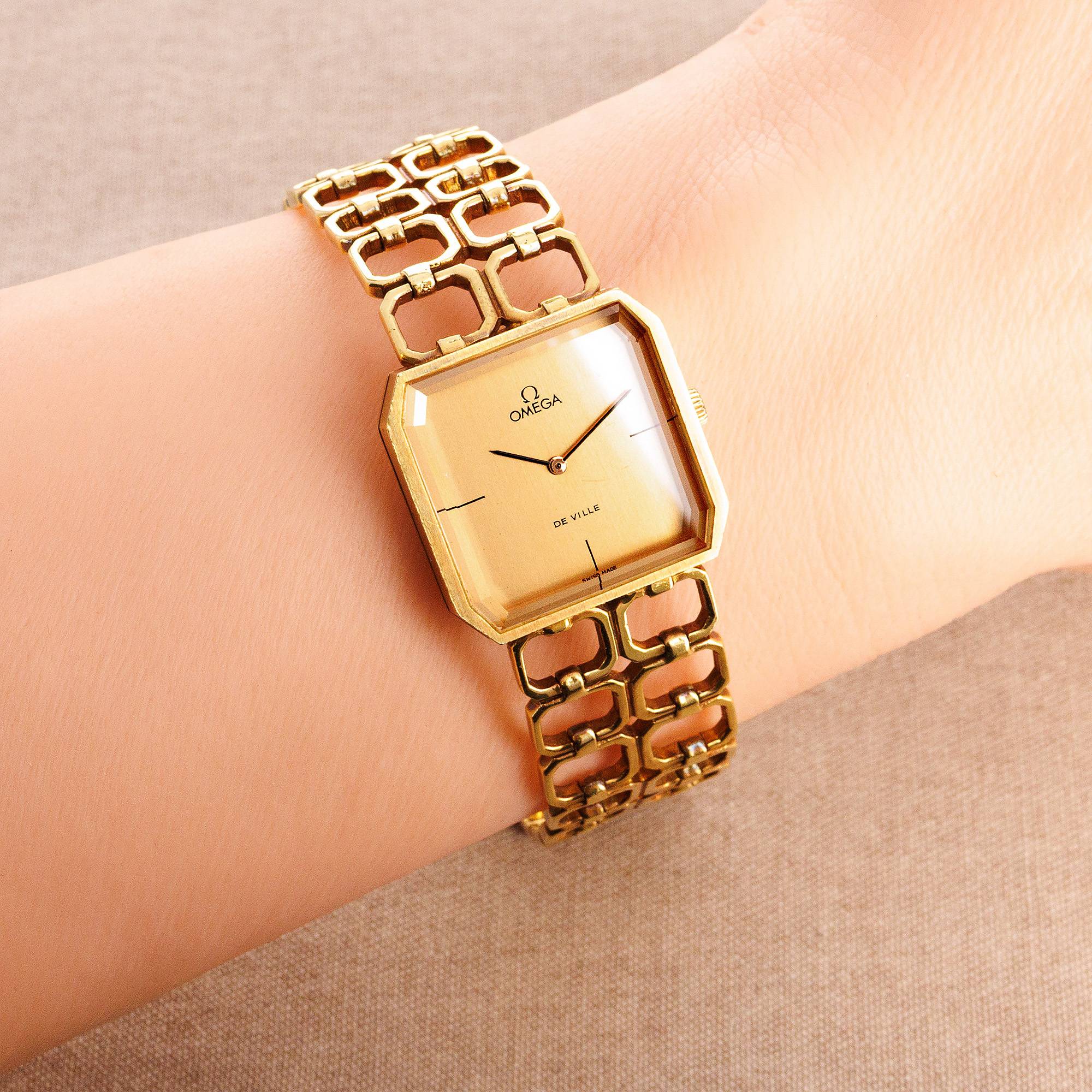 Omega Yellow Gold Vintage De Ville Bracelet Watch
