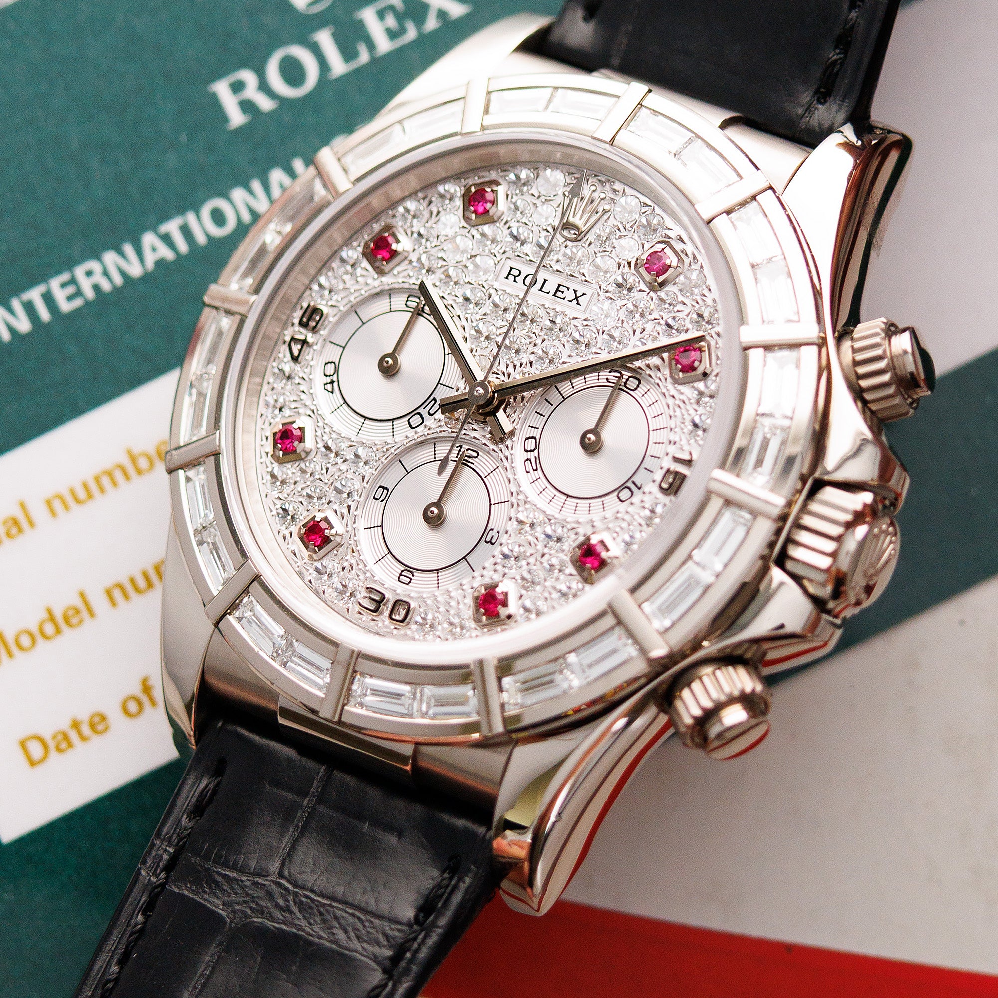 Rolex White Gold Zenith Daytona Ref. 16589 with Factory Diamonds