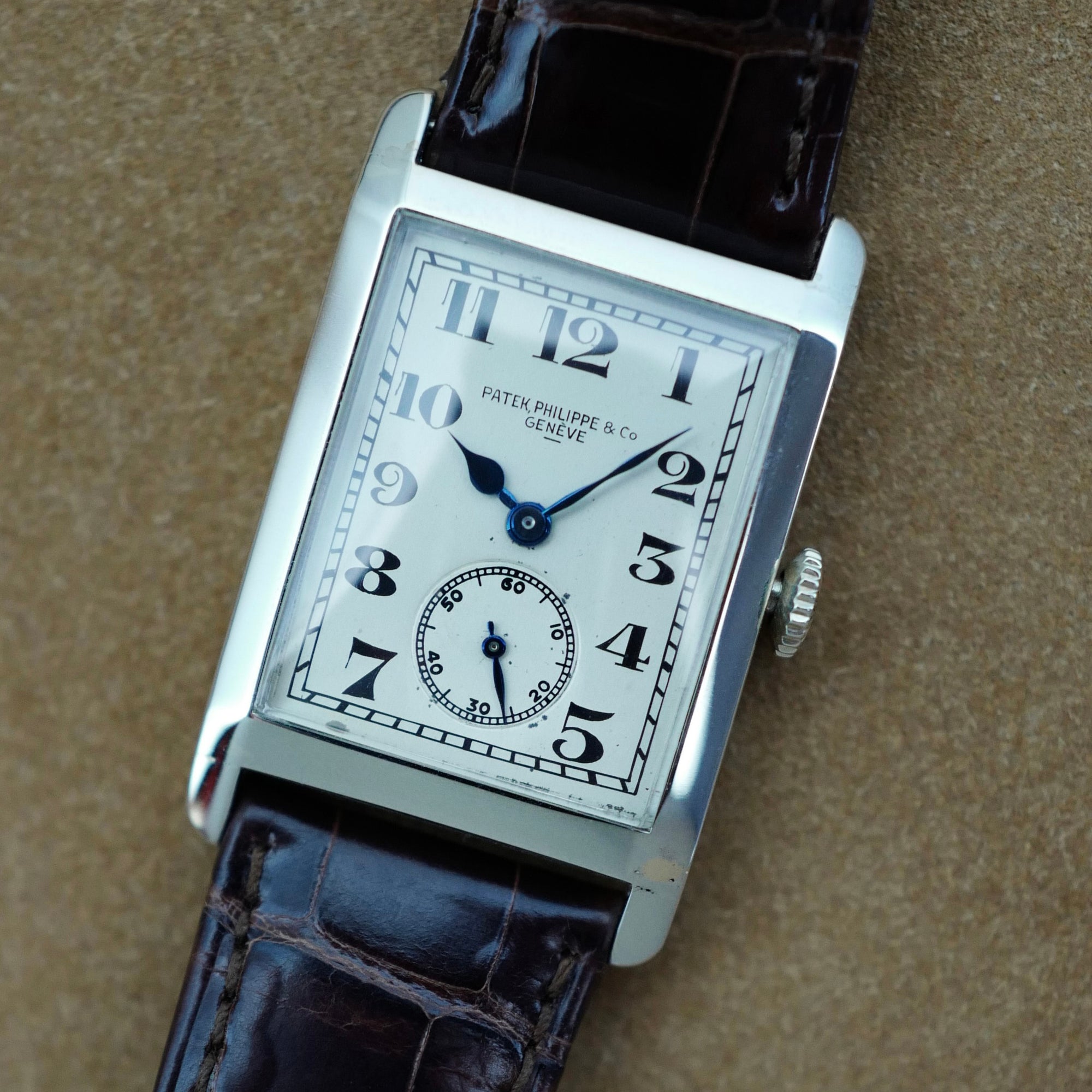 Patek Philippe White Gold Rectangular Art Deco Watch (New Arrival)