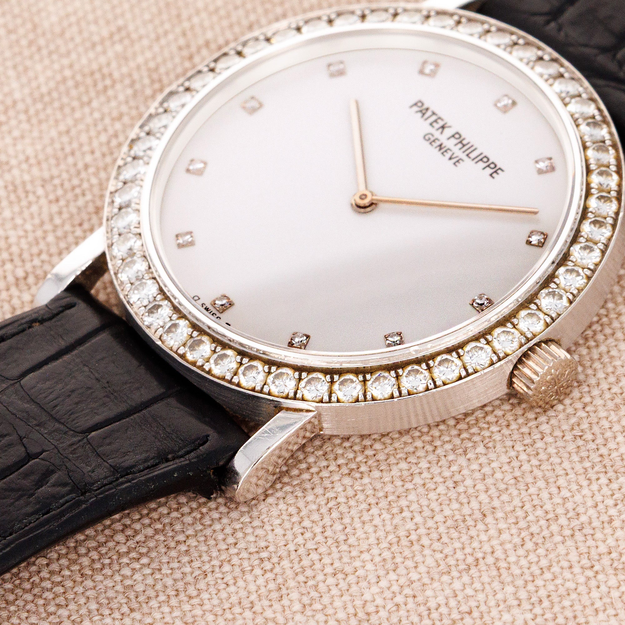 Patek Philippe White Gold Calatrava Ref. 5006 with Factory Dialmonds
