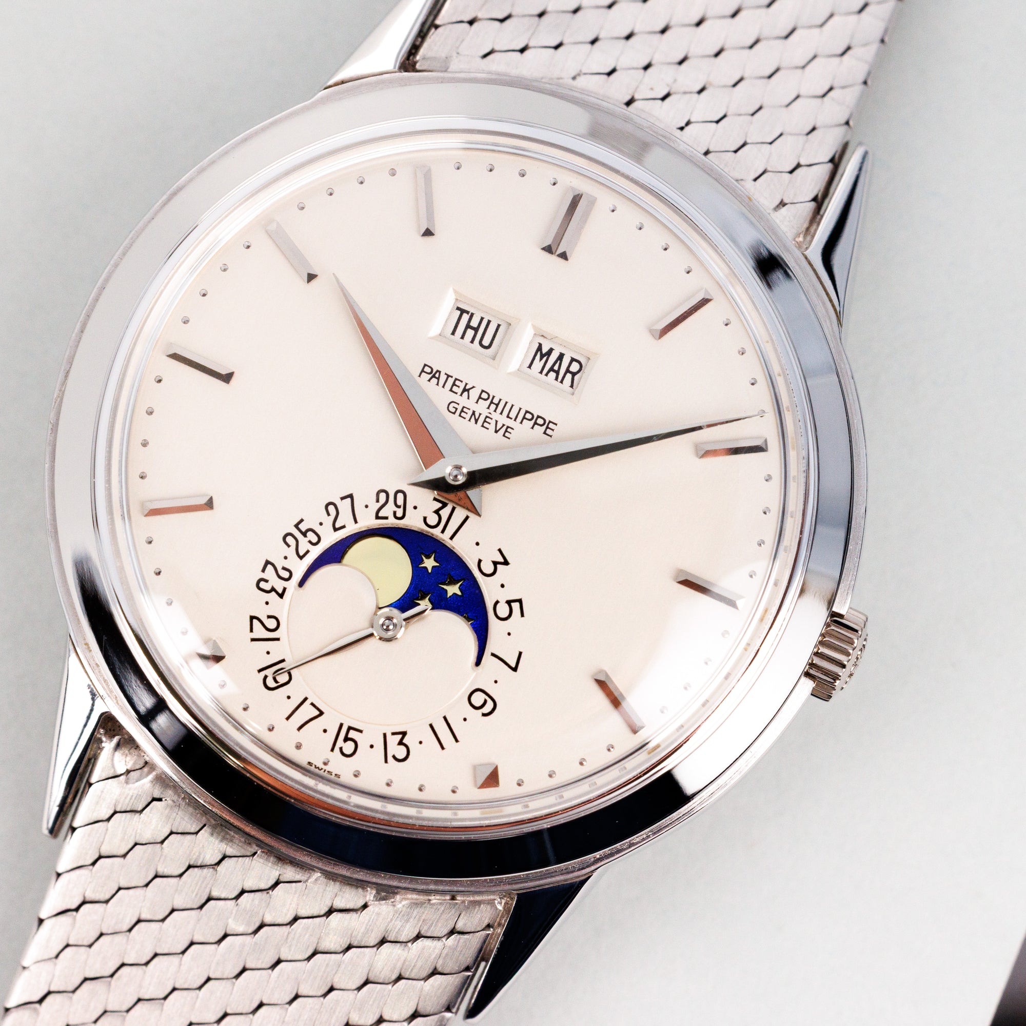 Patek Philippe White Gold Perpetual Calendar 3448 on Original Bracelet