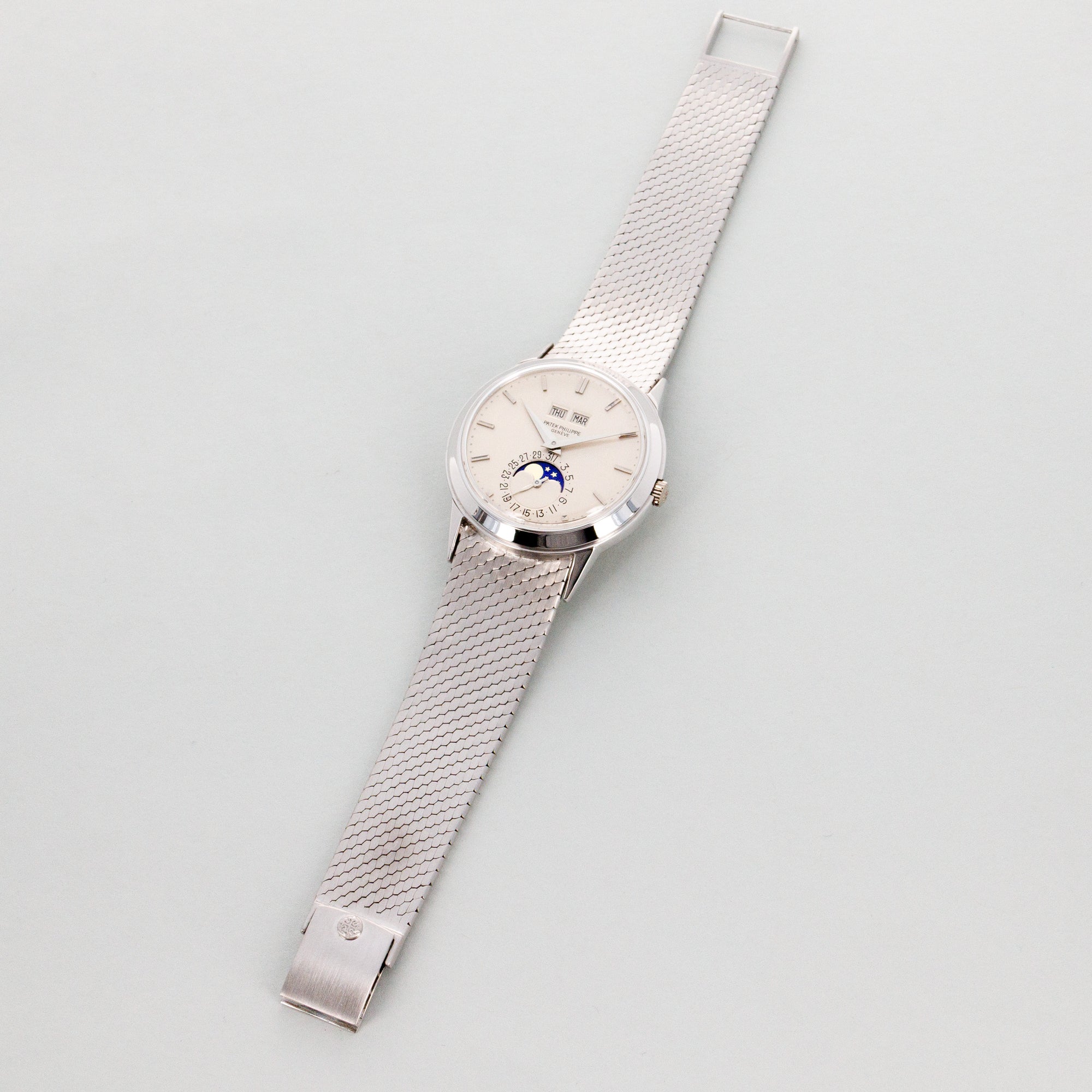 Patek Philippe White Gold Perpetual Calendar 3448 on Original Bracelet