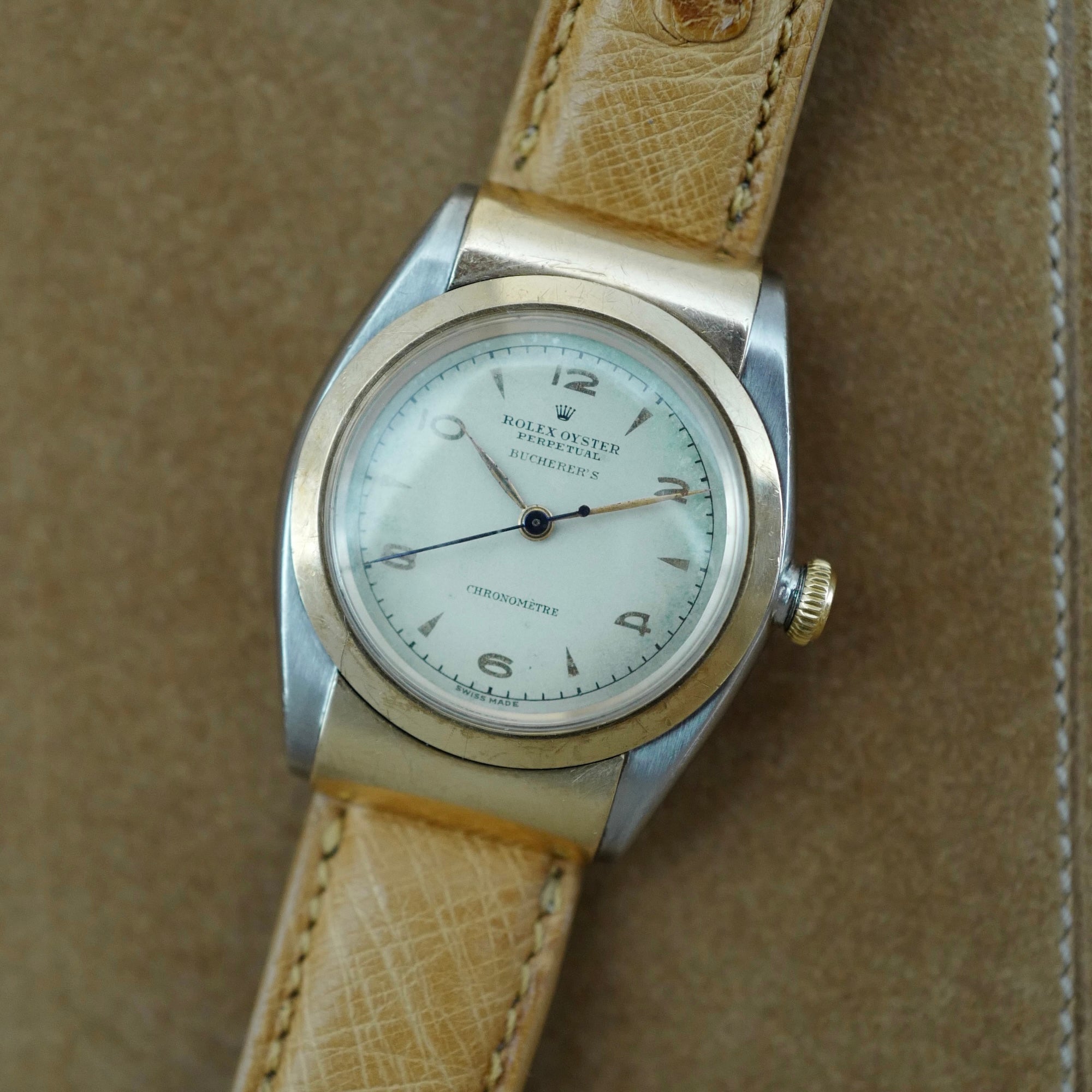 Rolex Two-Tone Oyster Perpetual Hooded Bubbleback Ref. 3065, Retailed by Bucherers (New Arrival)