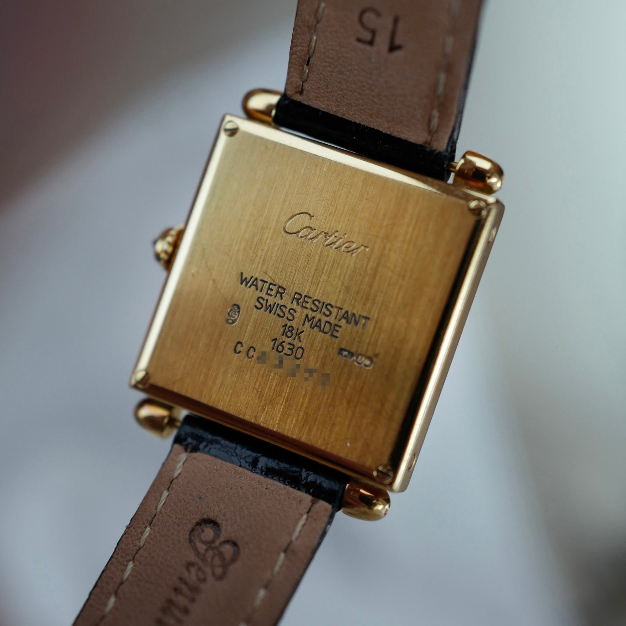 Cartier Yellow Gold Tank Obus Ref. 1630 with Black Enamel