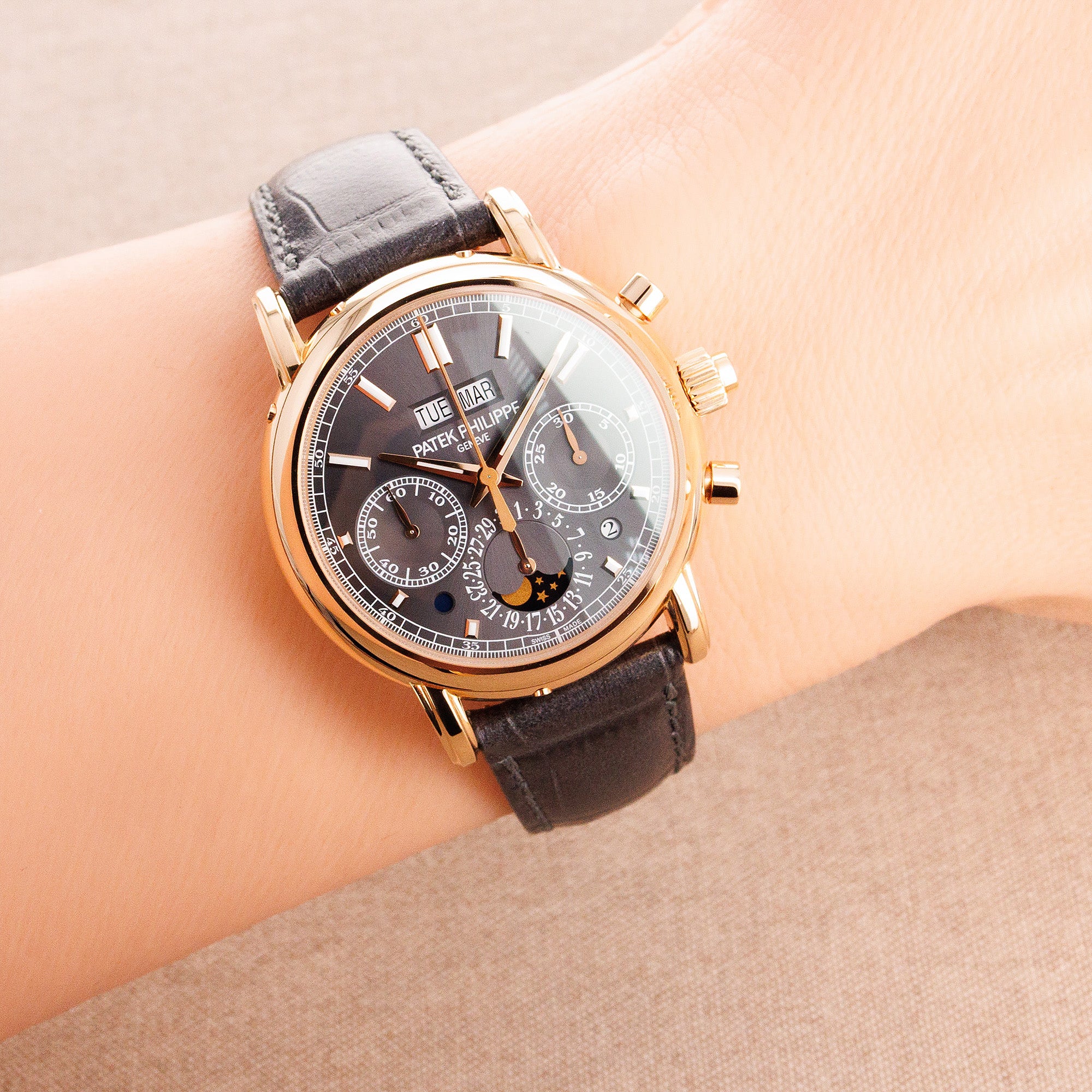 Patek Philippe Rose Gold Split Seconds Perpetual Calendar Chronograph Ref. 5204R